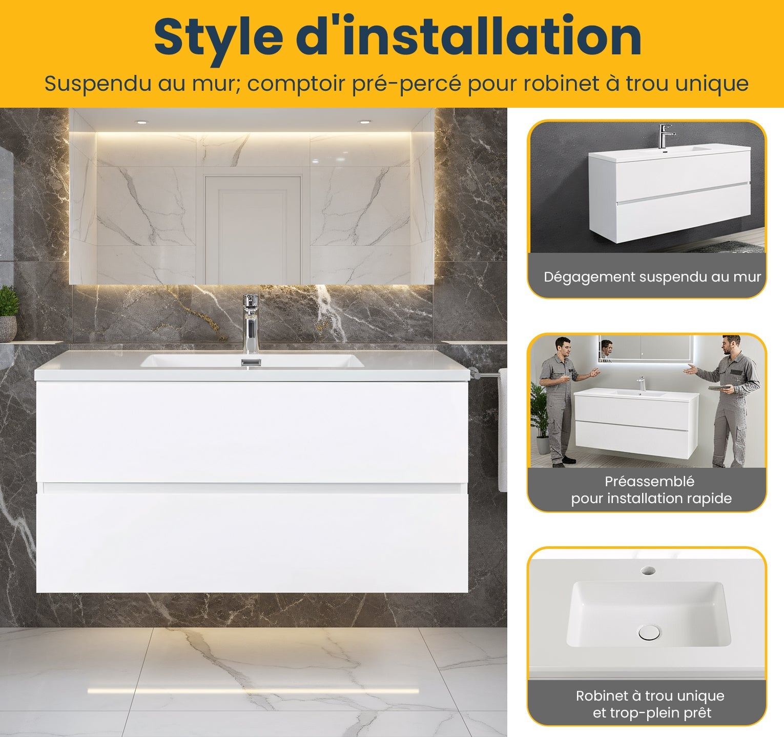 48" White Wall Mount Single Sink Bathroom Vanity with White Polymarble Countertop-Migration_Bathroom Vanities-DECOROLALA