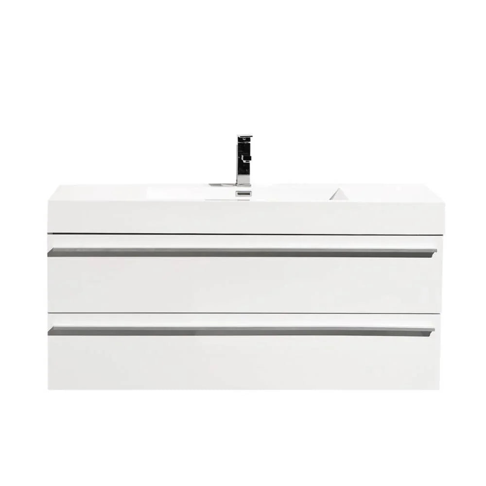 48" White Wall Mount Single Sink Bathroom Vanity with White Polymarble Countertop-Migration_Bathroom Vanities-DECOROLALA