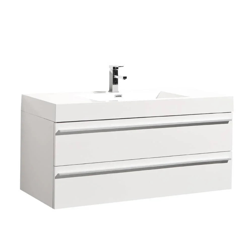 48" White Wall Mount Single Sink Bathroom Vanity with White Polymarble Countertop-Migration_Bathroom Vanities-DECOROLALA