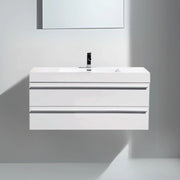 48" White Wall Mount Single Sink Bathroom Vanity with White Polymarble Countertop-Migration_Bathroom Vanities-DECOROLALA