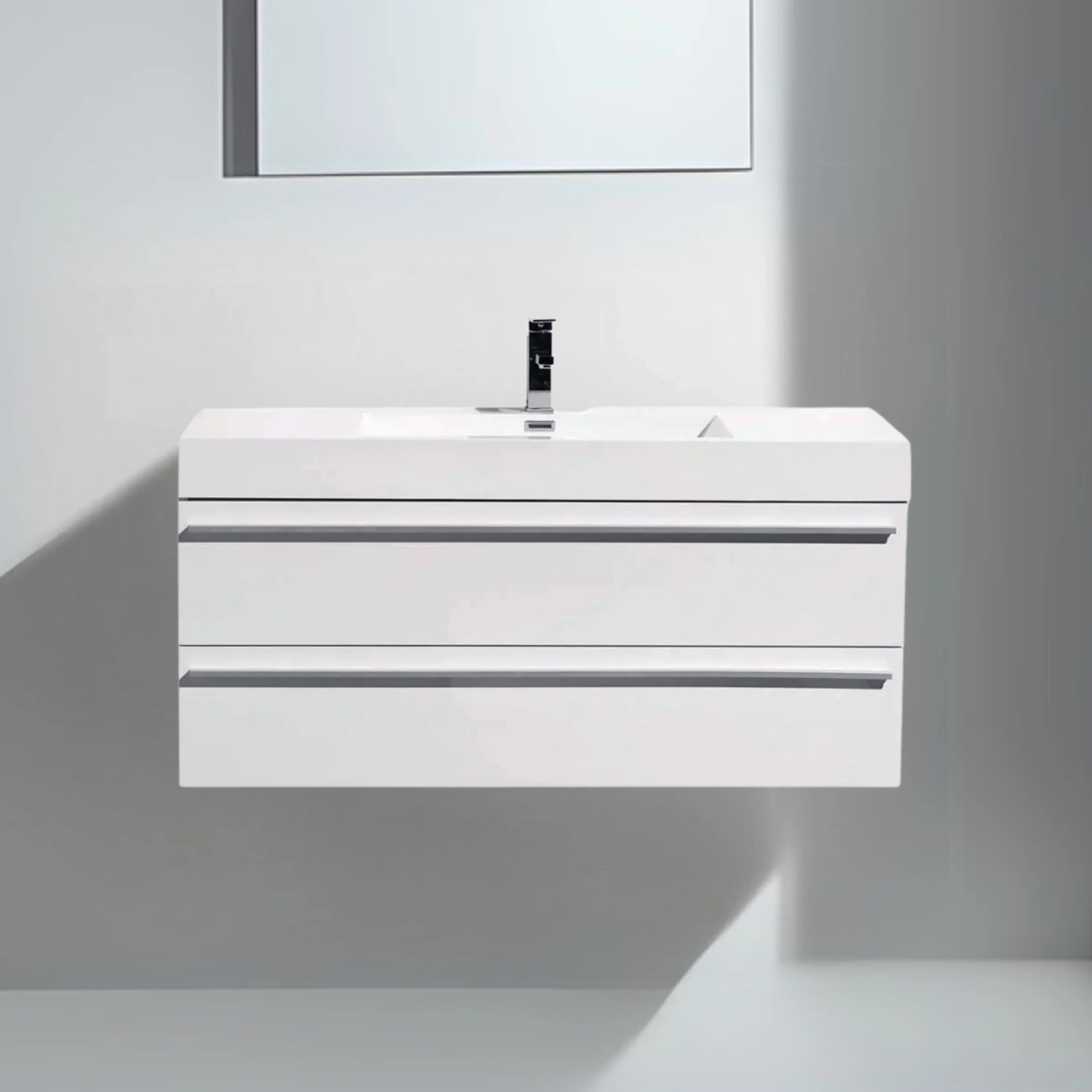 48" White Wall Mount Single Sink Bathroom Vanity with White Polymarble Countertop-Migration_Bathroom Vanities-DECOROLALA
