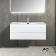 48" White Wall Mount Single Sink Bathroom Vanity with White Polymarble Countertop-Migration_Bathroom Vanities-DECOROLALA