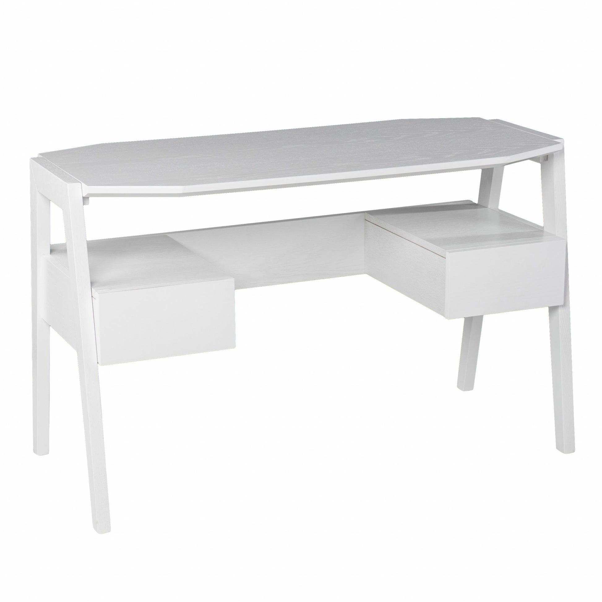 48" White Writing Desk With Two Drawers-Desks-DECOROLALA