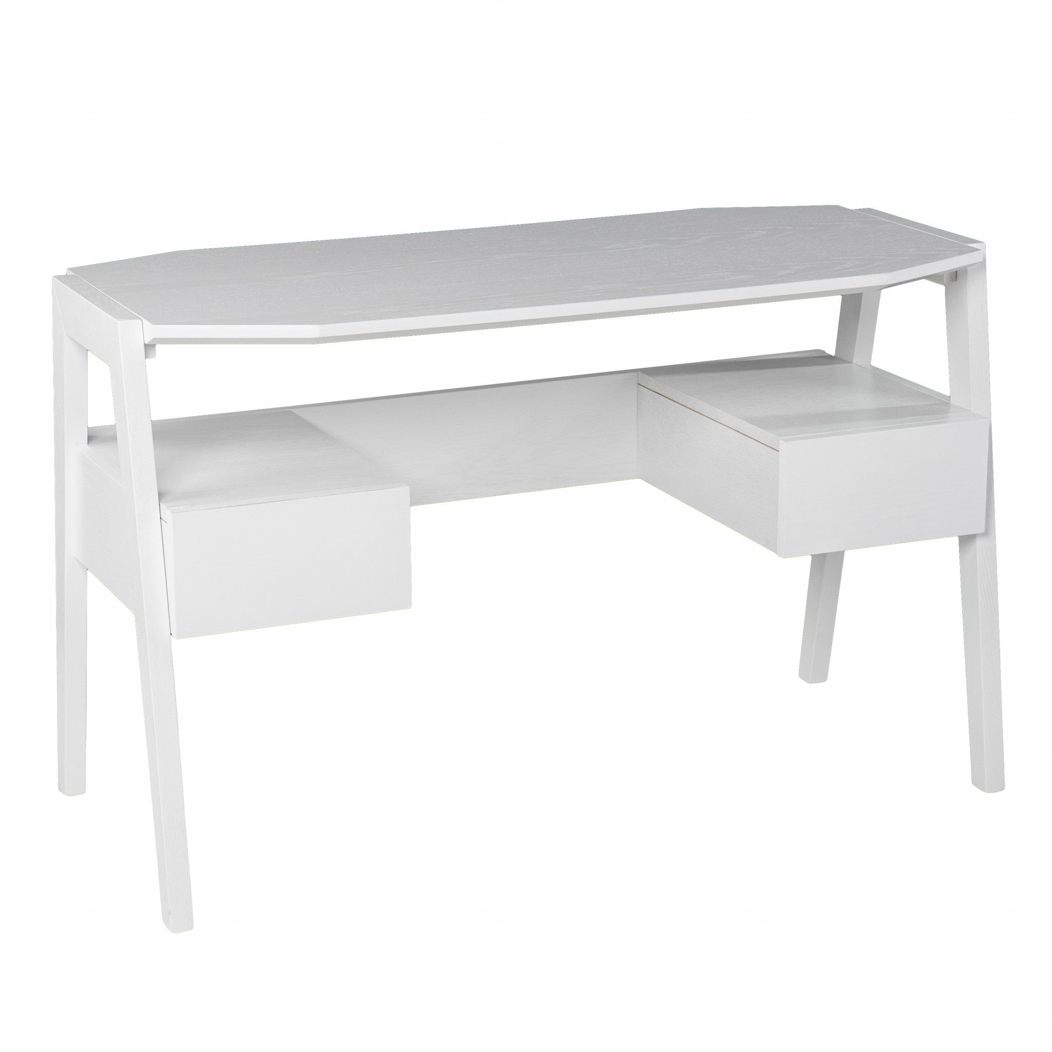 48" White Writing Desk With Two Drawers-Desks-DECOROLALA