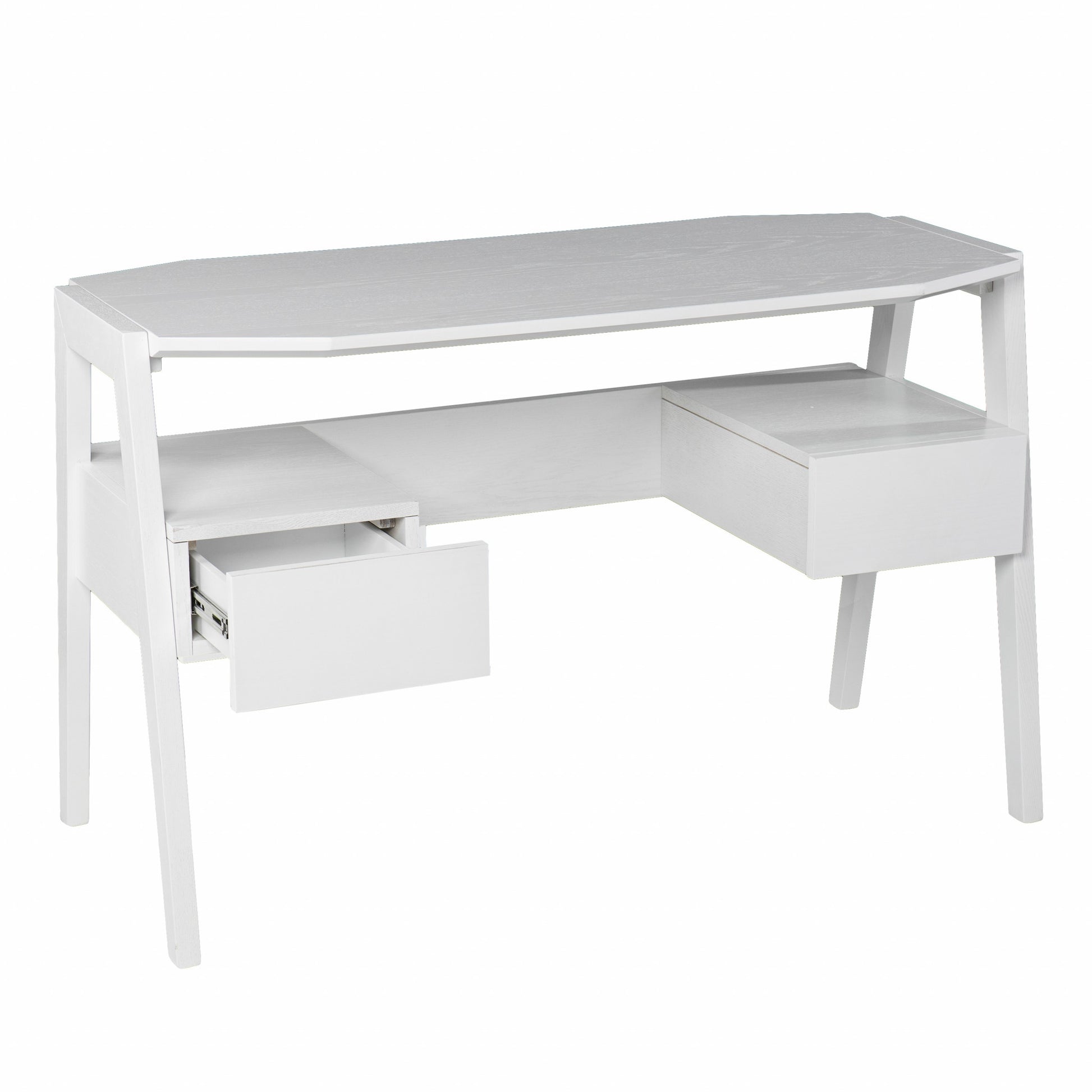 48" White Writing Desk With Two Drawers-Desks-DECOROLALA