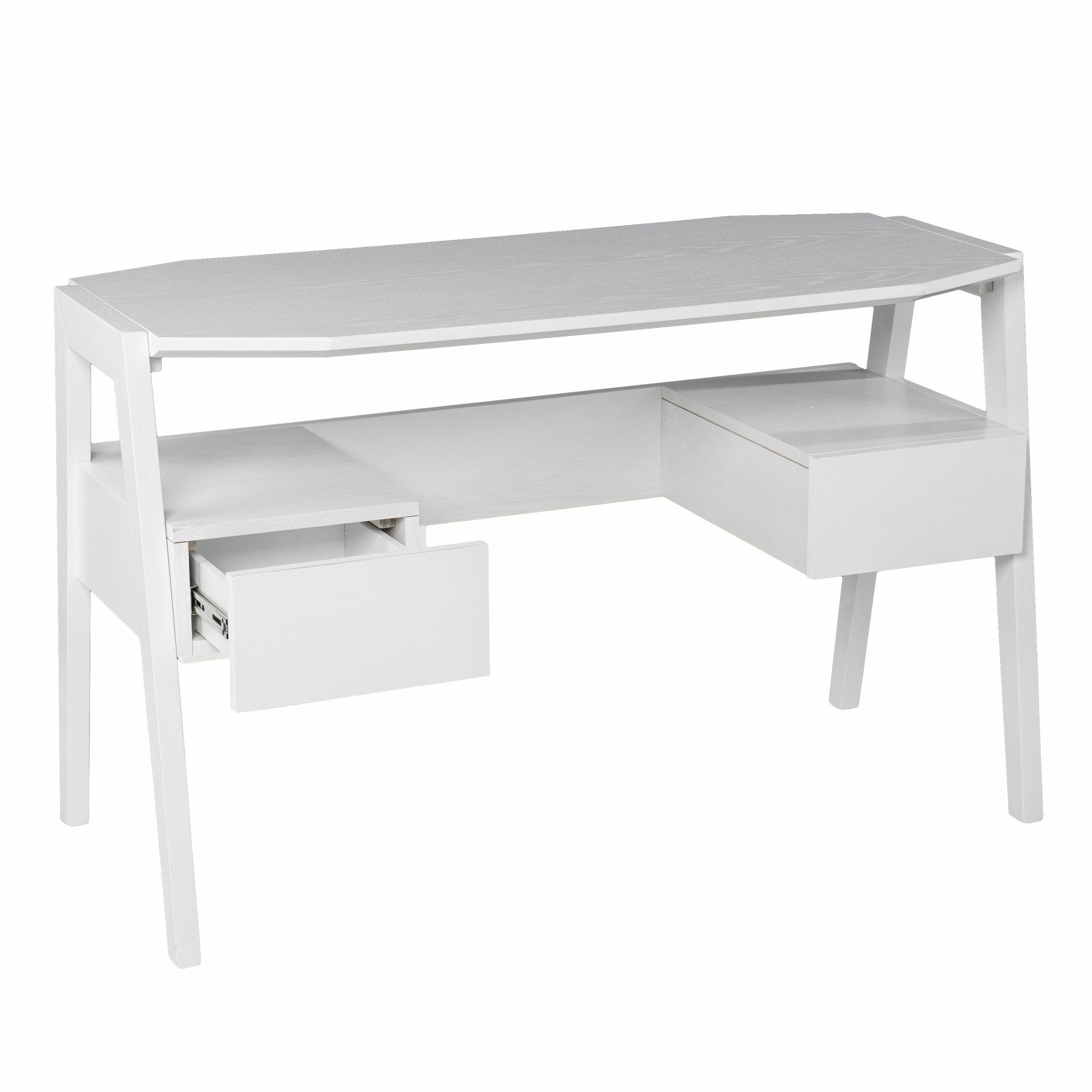 48" White Writing Desk With Two Drawers-Desks-DECOROLALA