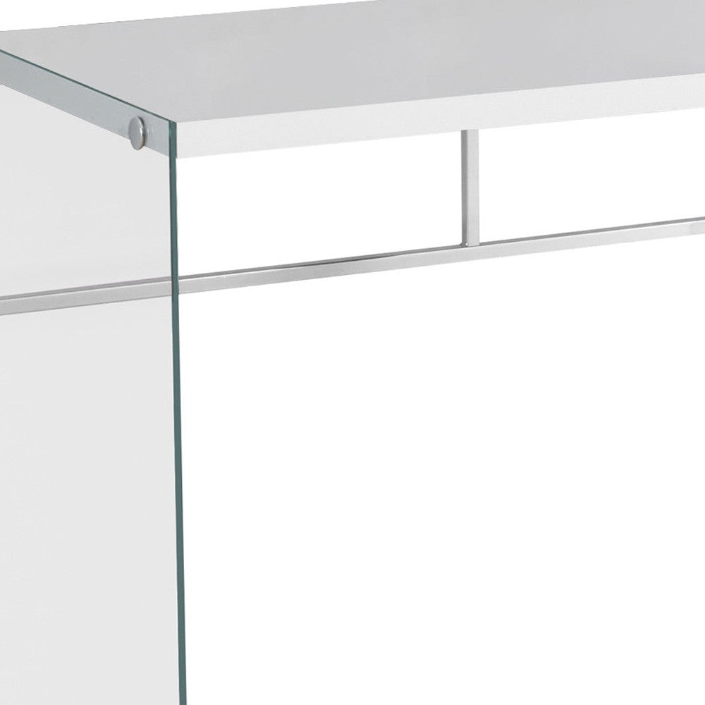 48" White and Clear Computer Desk-Desks-DECOROLALA