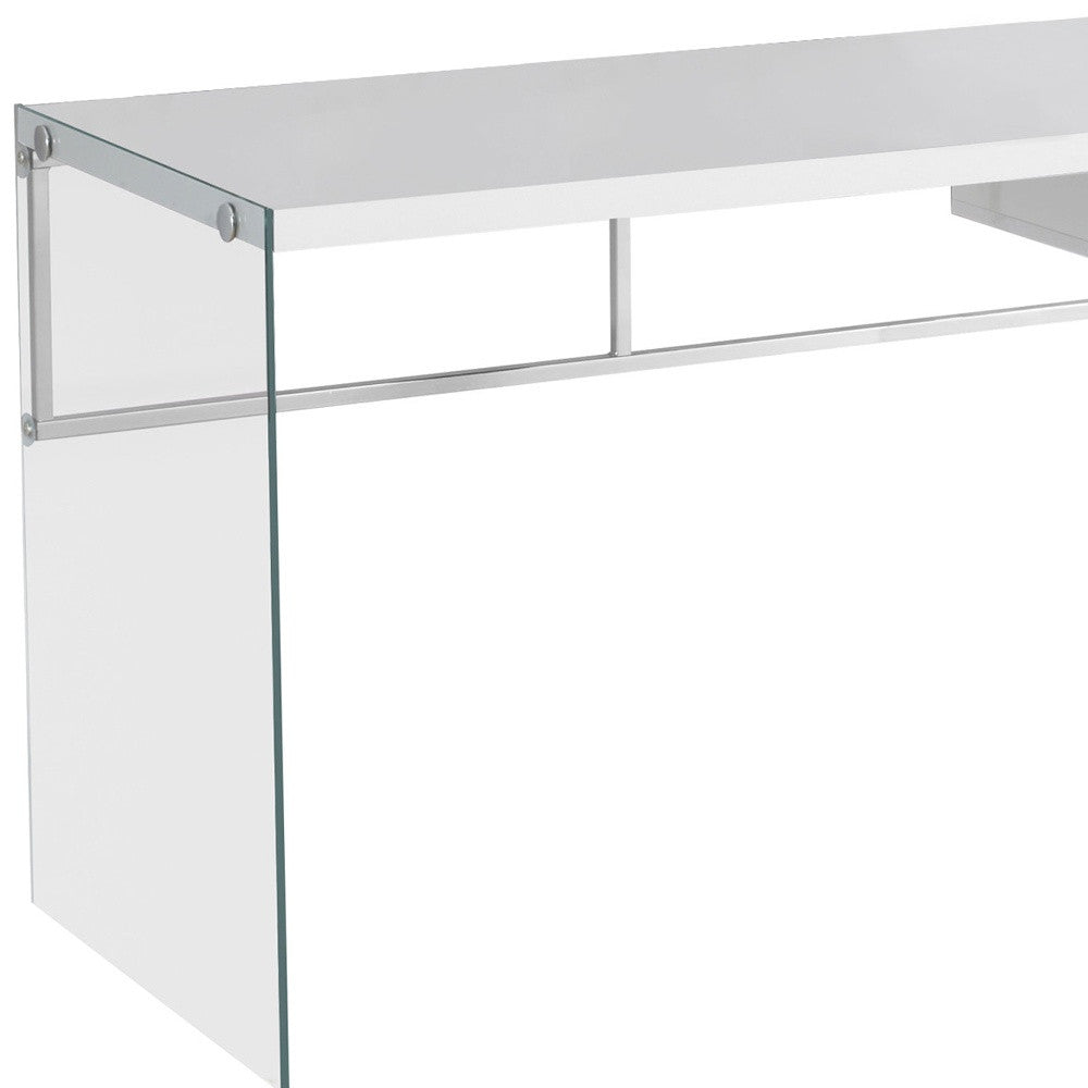 48" White and Clear Computer Desk-Desks-DECOROLALA