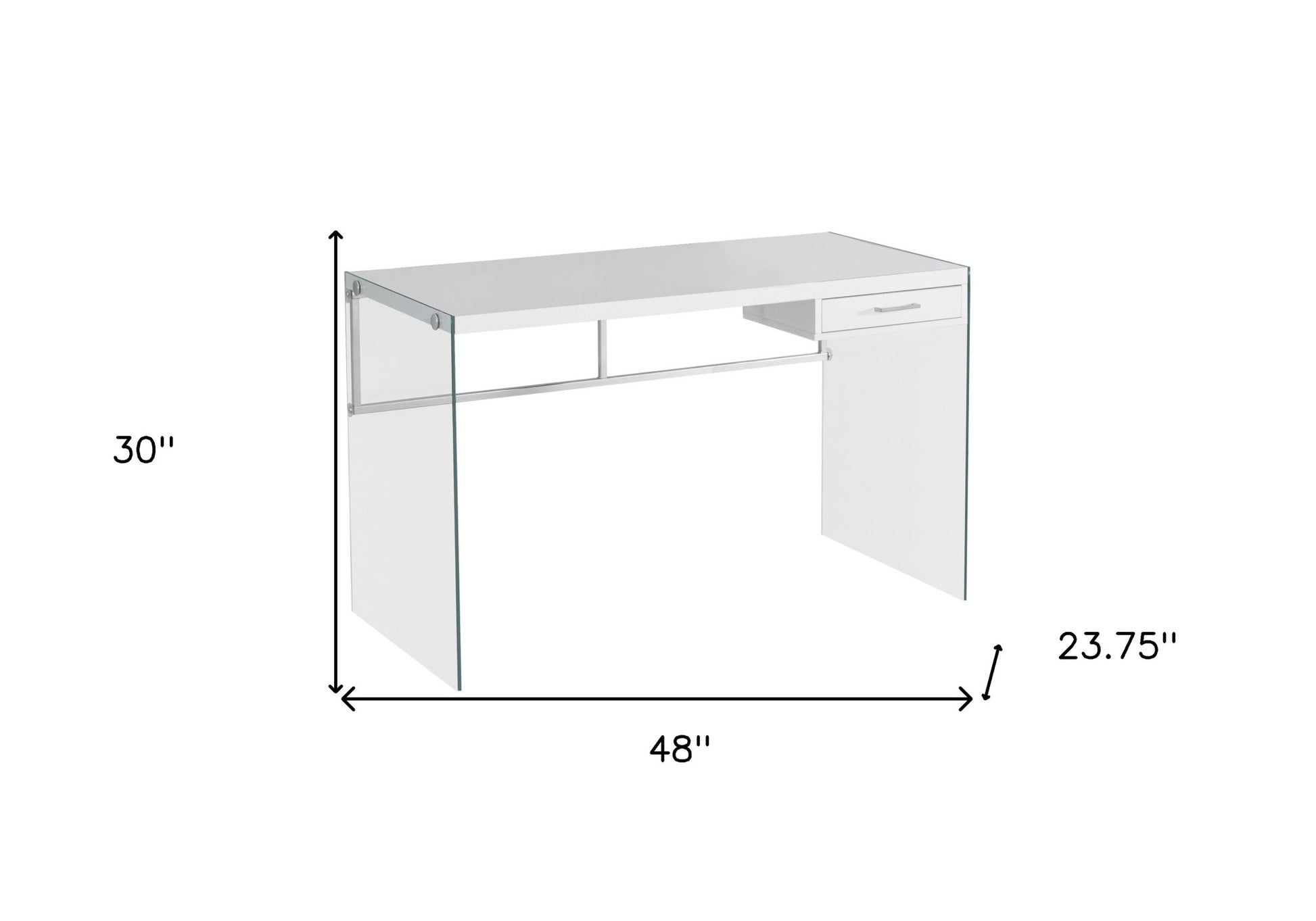48" White and Clear Computer Desk-Desks-DECOROLALA