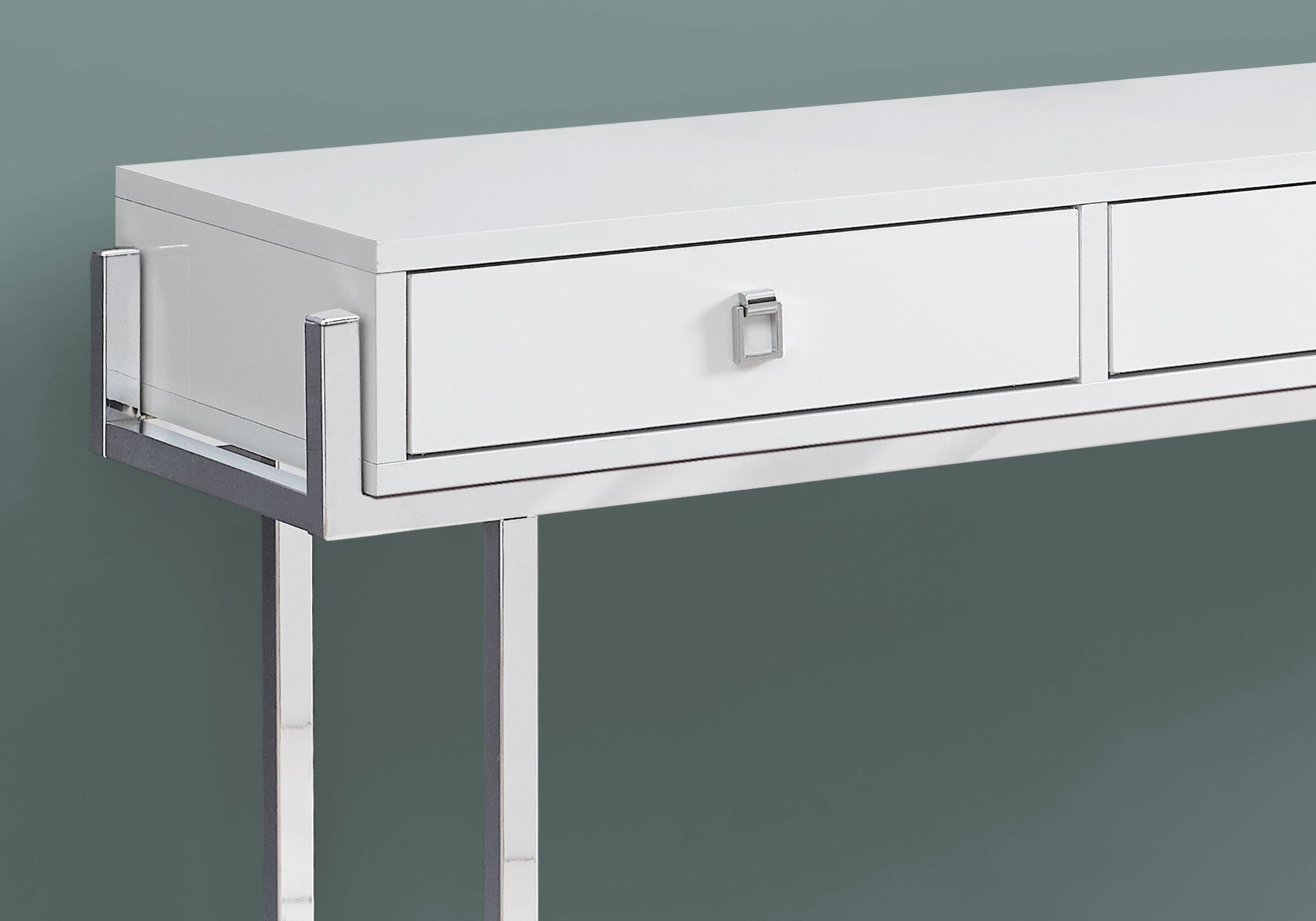 48" White and Silver Console Table And Drawers-Console Tables-DECOROLALA