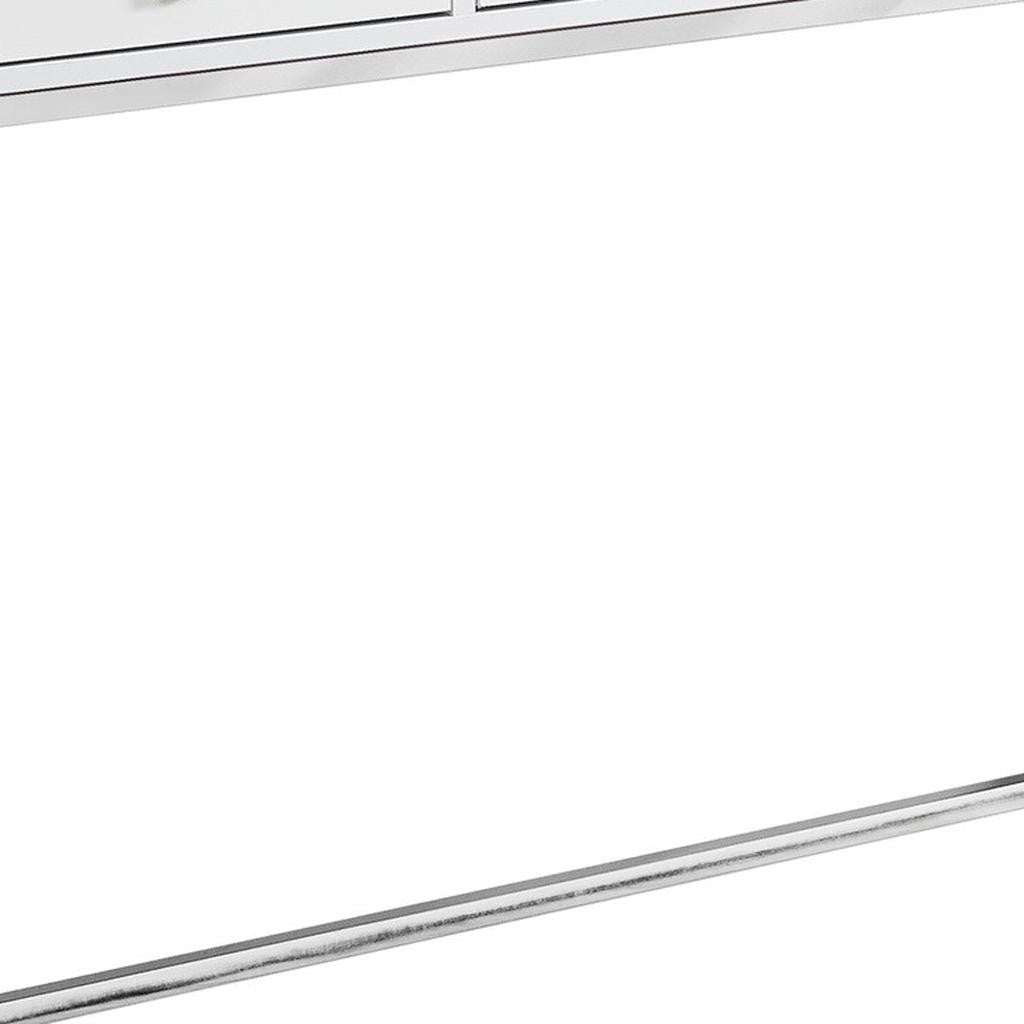 48" White and Silver Console Table And Drawers-Console Tables-DECOROLALA