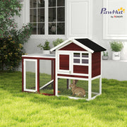 48" Wooden Rabbit Hutch with Outdoor Run - Brown Fir Wood-Small Animals-DECOROLALA