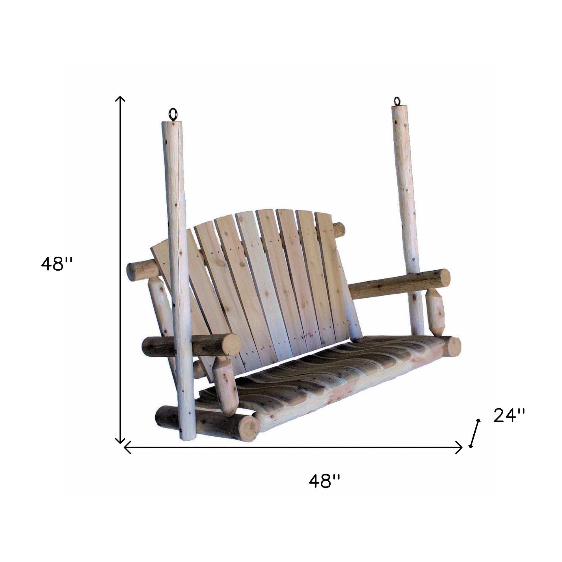 48" X 24" X 48" Natural Wood Porch Swing-Outdoor Chairs-DECOROLALA