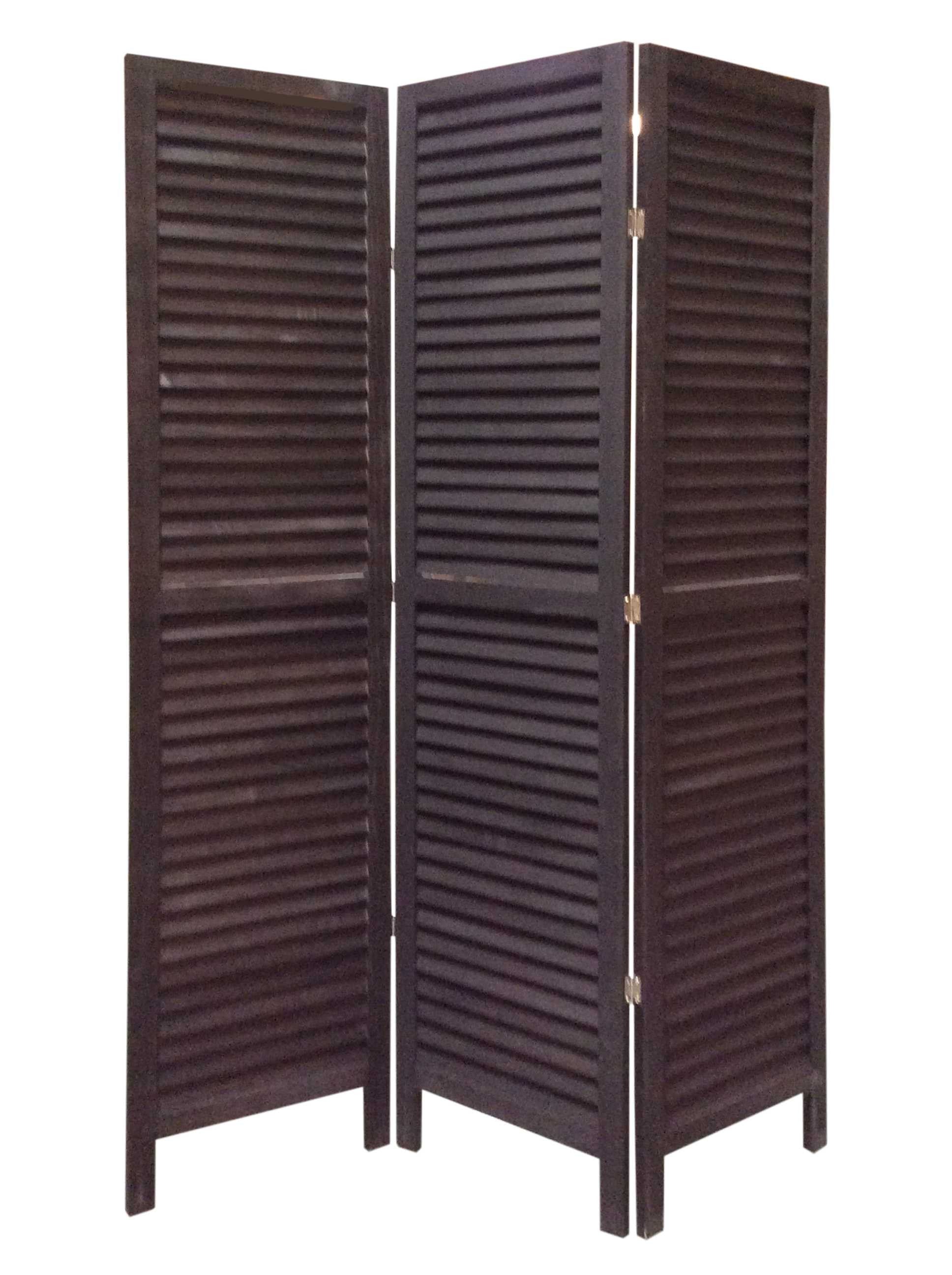 48 X 67 Black Wood Shutter - Screen-Room Dividers-DECOROLALA