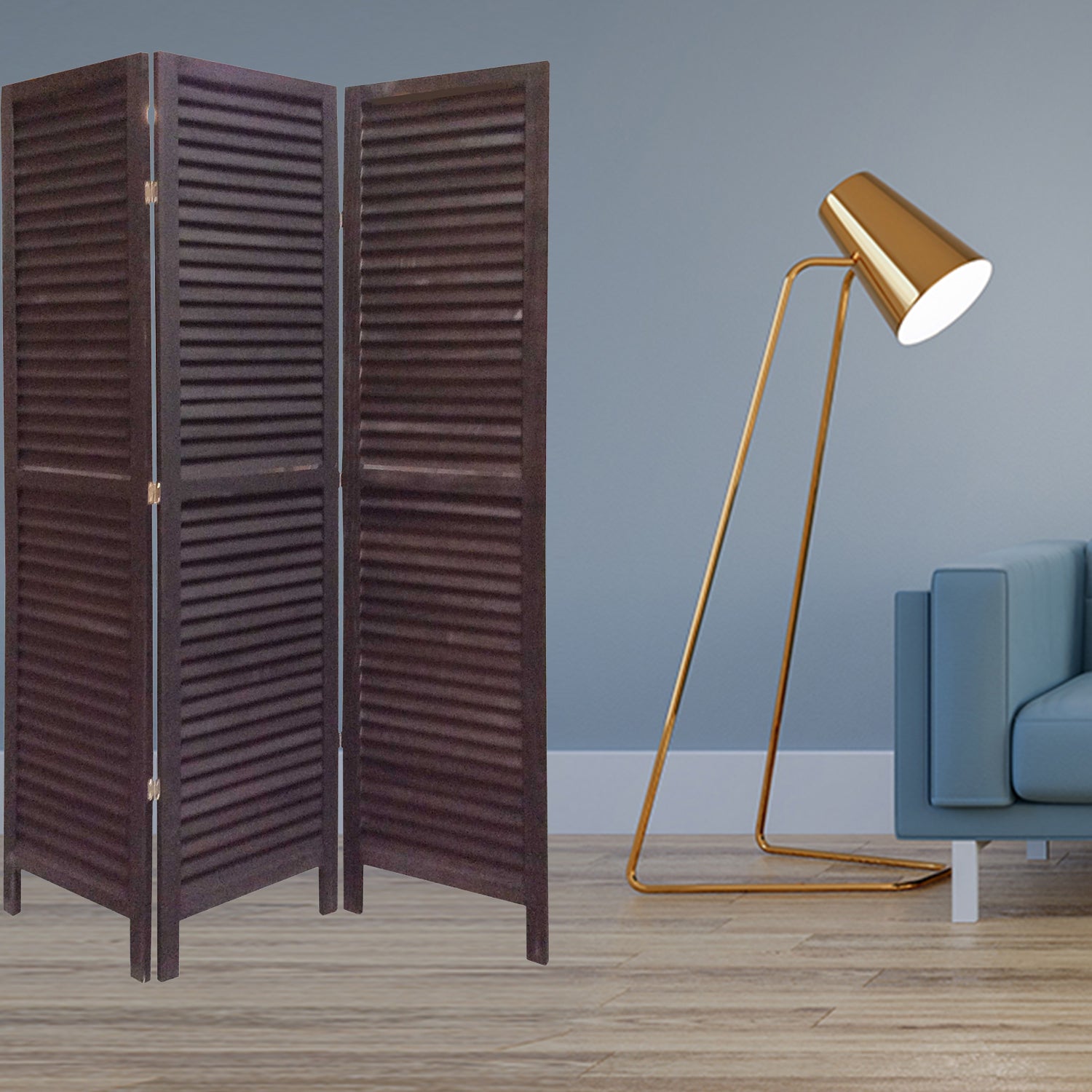 48 X 67 Black Wood Shutter - Screen-Room Dividers-DECOROLALA