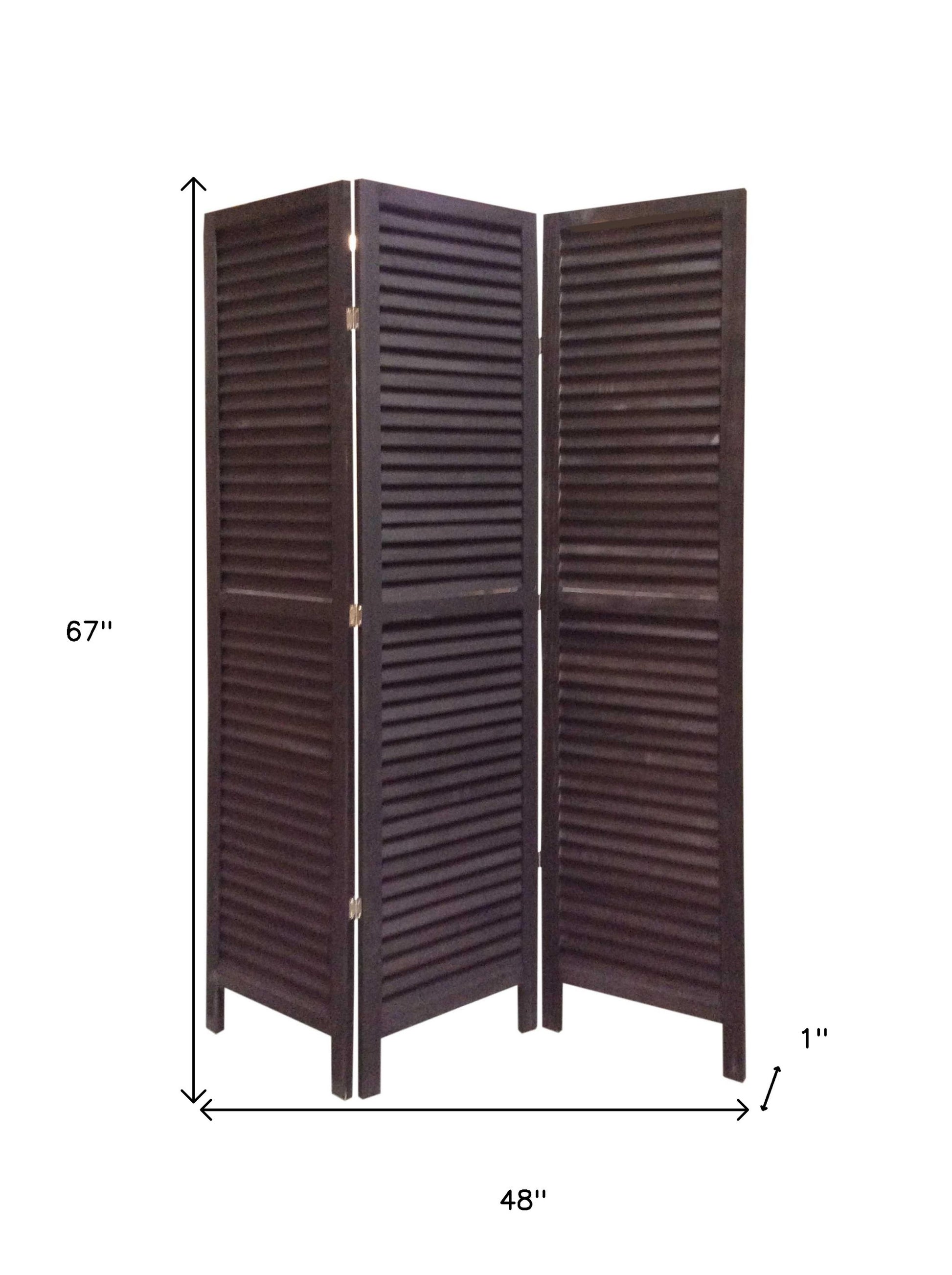 48 X 67 Black Wood Shutter - Screen-Room Dividers-DECOROLALA