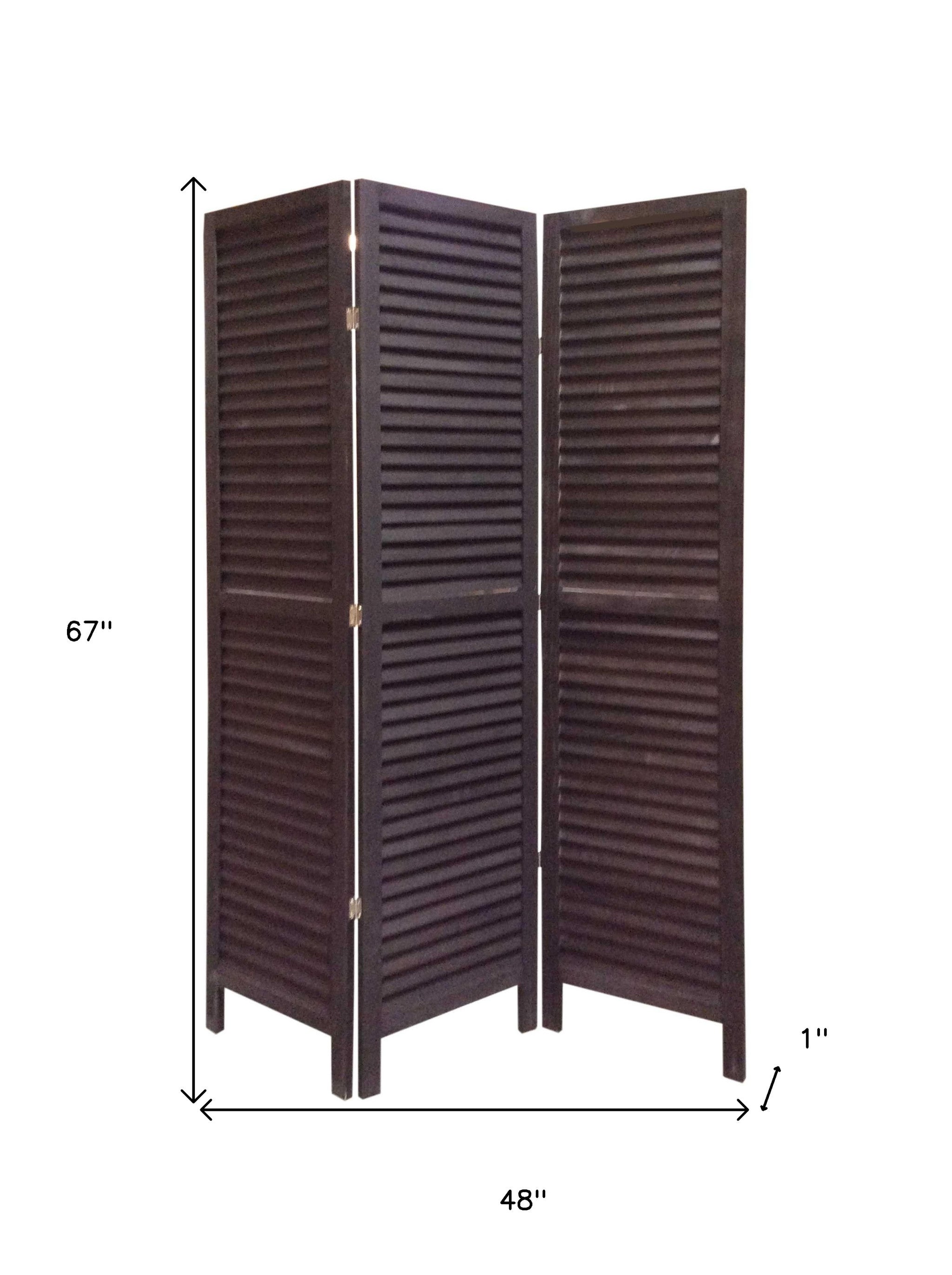 48 X 67 Black Wood Shutter - Screen-Room Dividers-DECOROLALA