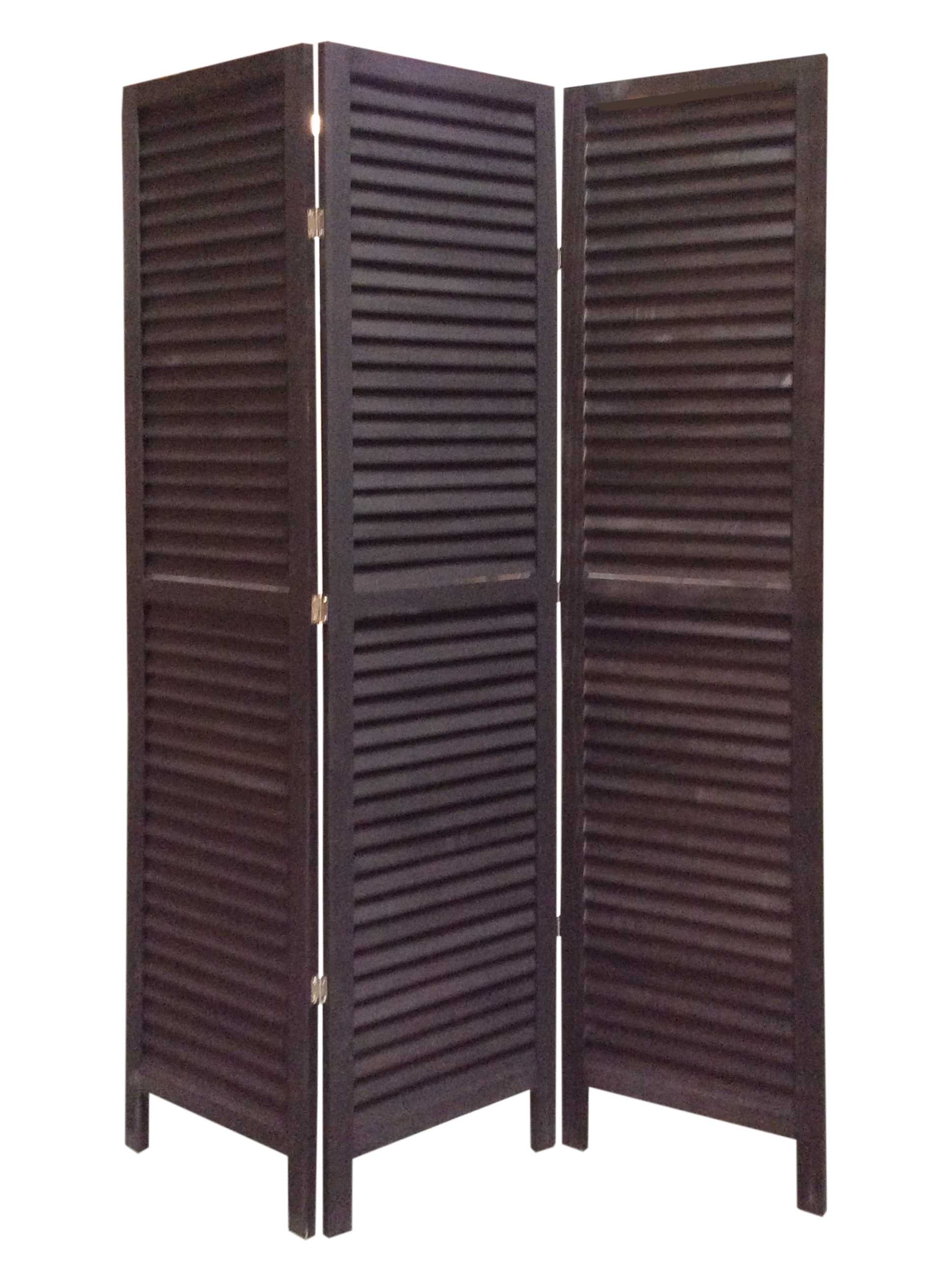 48 X 67 Black Wood Shutter - Screen-Room Dividers-DECOROLALA