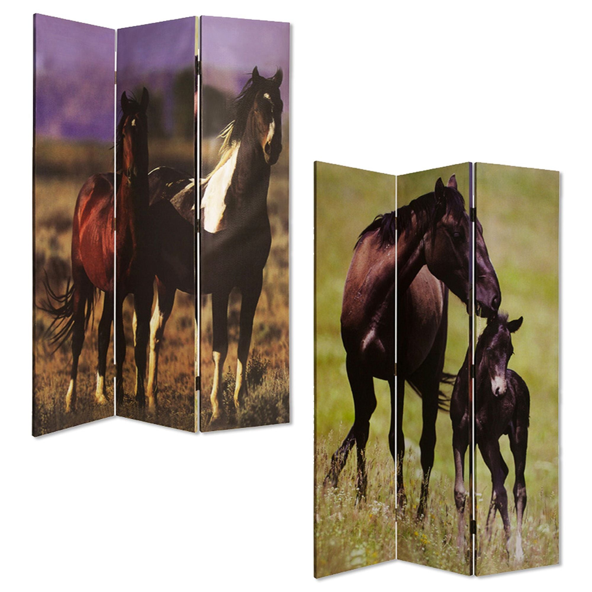 48" X 72" Multi Color Canvas Screen With Nurturing Mare-Room Dividers-DECOROLALA