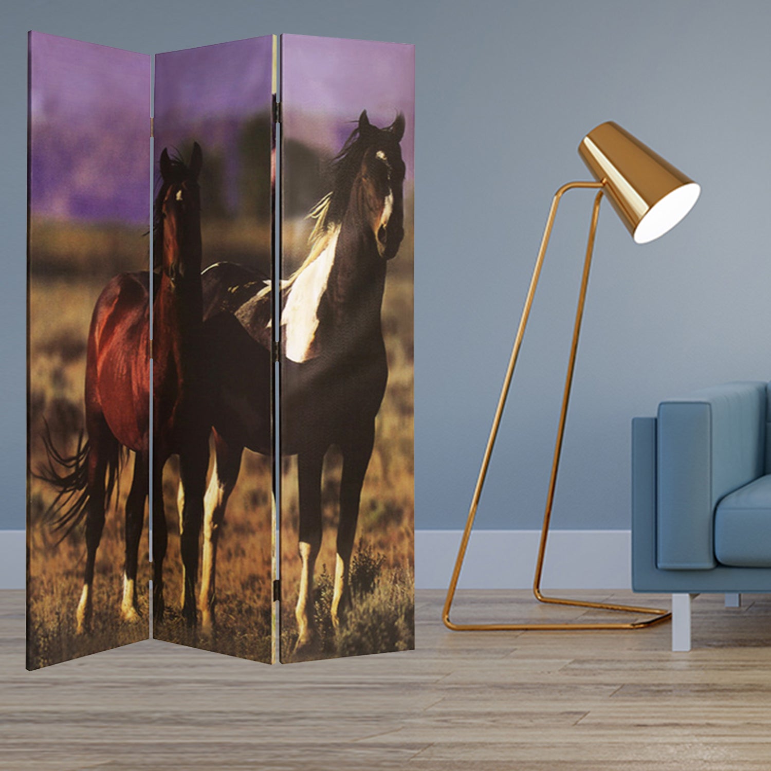 48" X 72" Multi Color Canvas Screen With Nurturing Mare-Room Dividers-DECOROLALA
