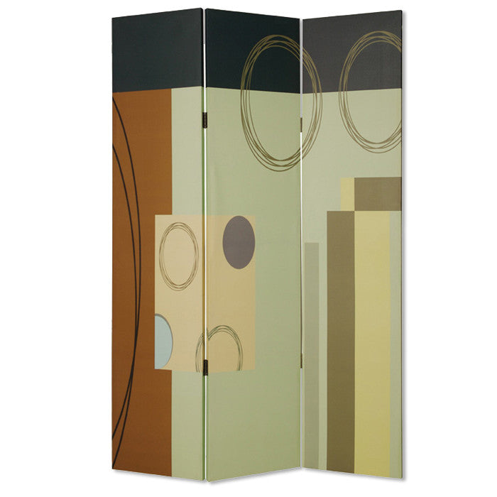 48" X 72" Multi Color Wood Canvas 3 Panel Screen-Room Dividers-DECOROLALA