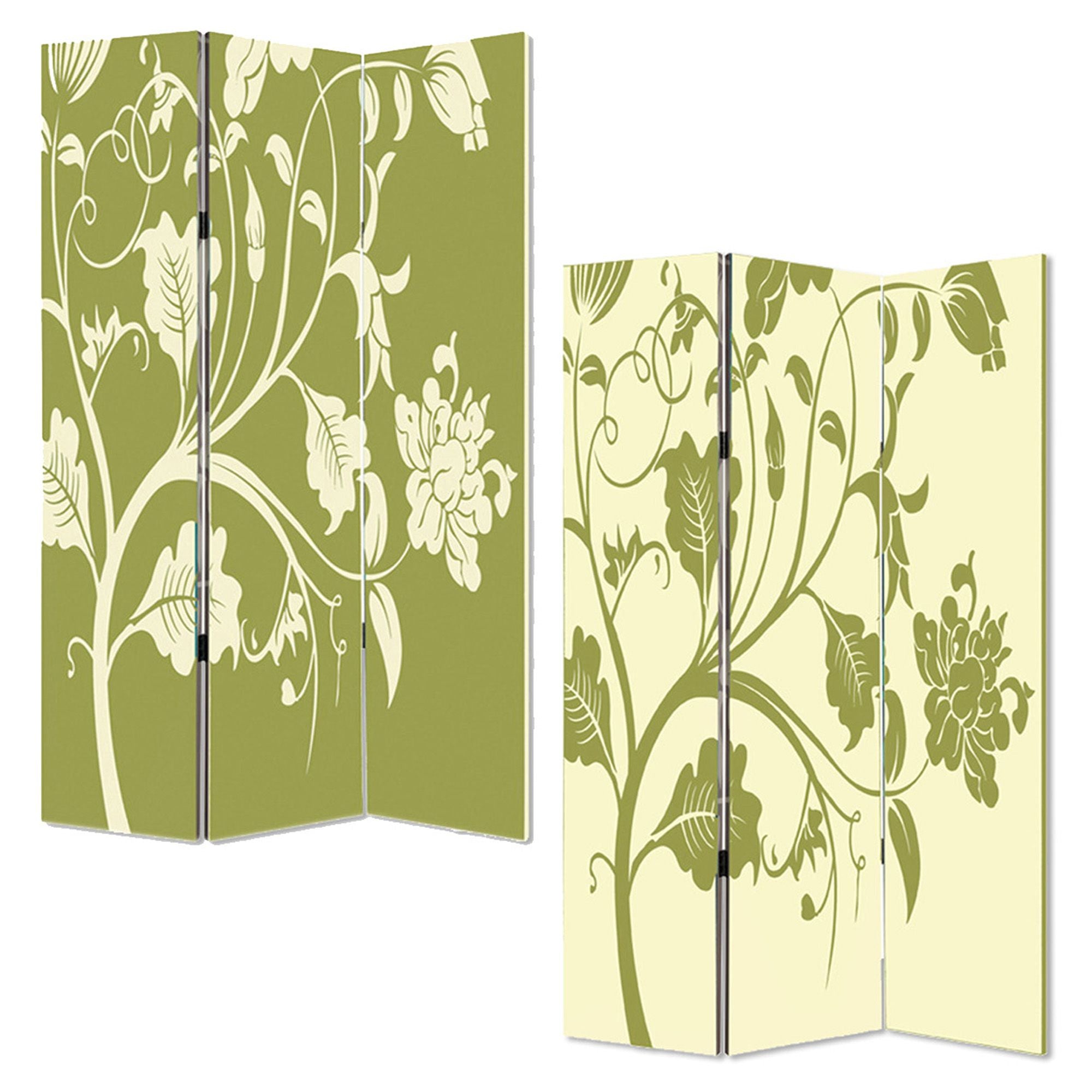 48" X 72" Multi Color Wood Canvas 3 Panel Screen-Room Dividers-DECOROLALA