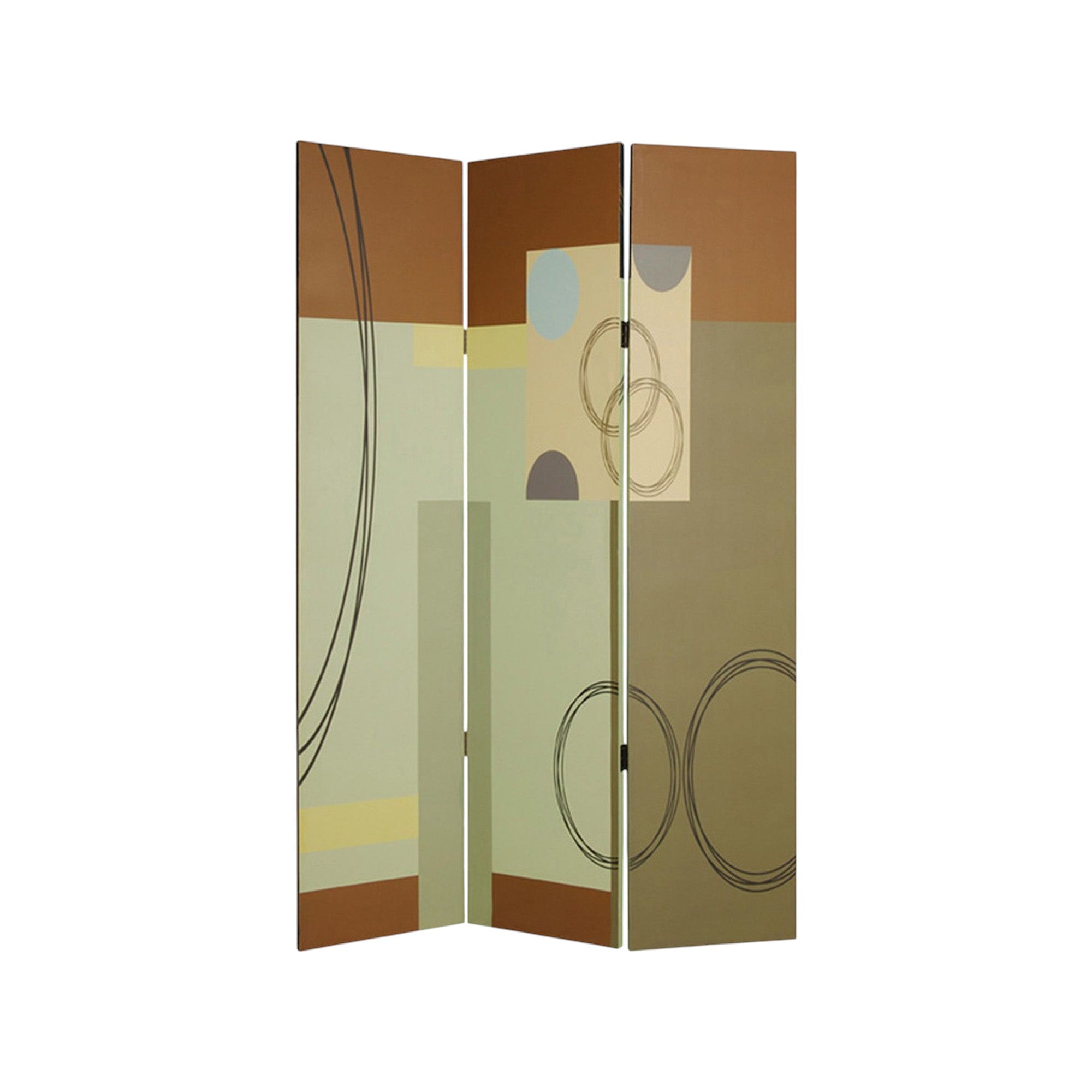 48" X 72" Multi Color Wood Canvas 3 Panel Screen-Room Dividers-DECOROLALA