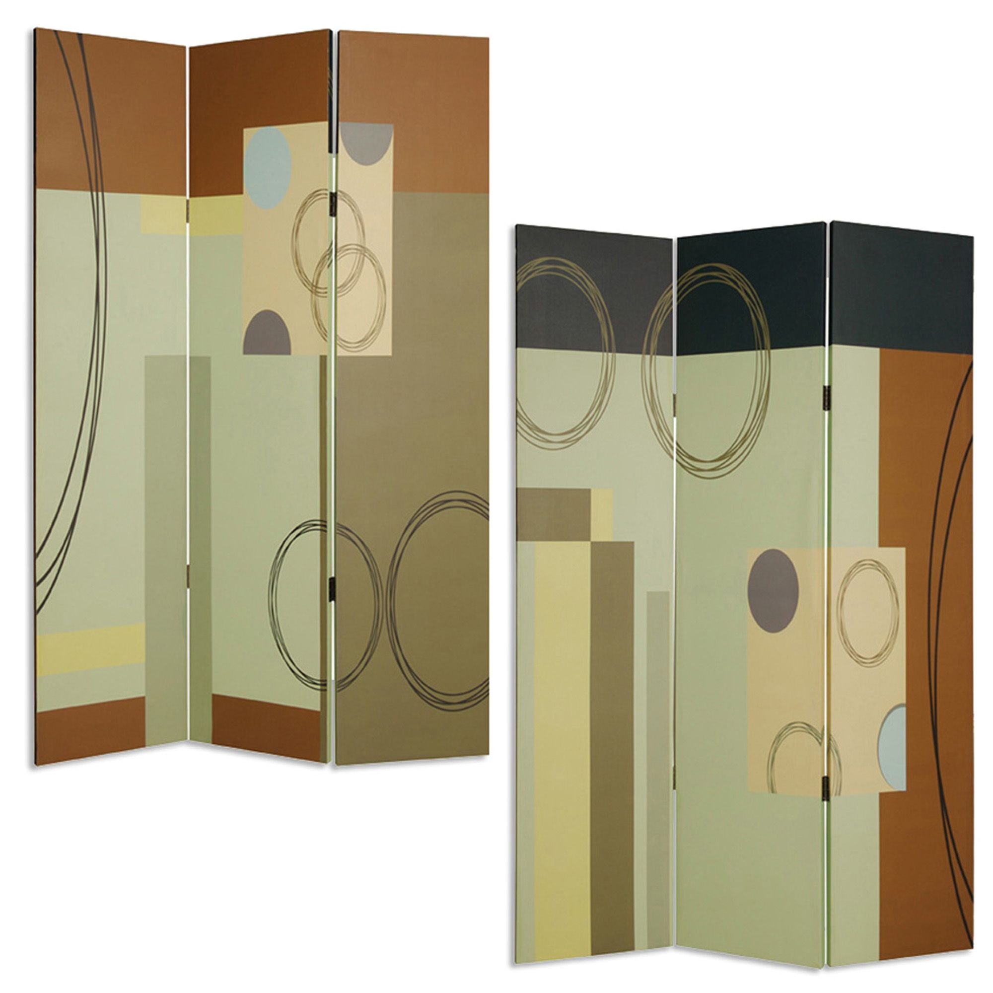 48" X 72" Multi Color Wood Canvas 3 Panel Screen-Room Dividers-DECOROLALA
