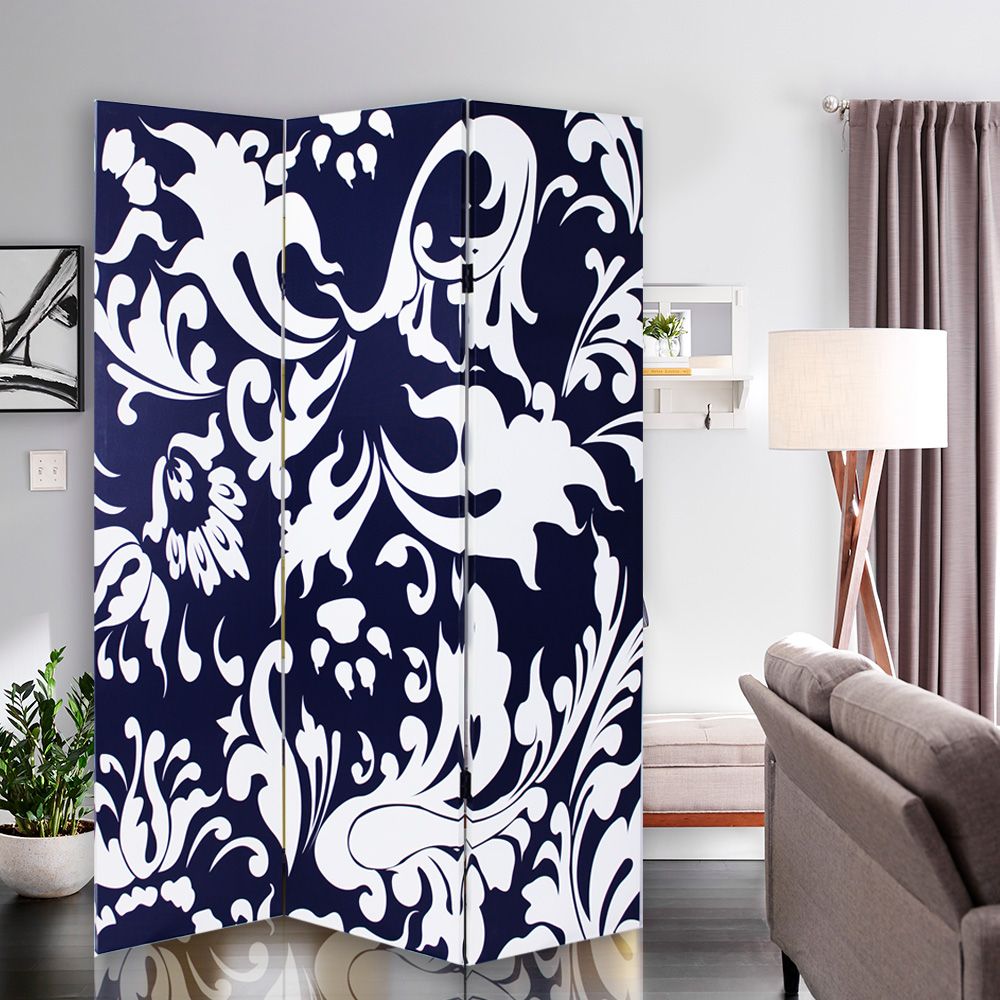 48" X 72" Multi Color Wood Canvas 3 Panel Screen-Room Dividers-DECOROLALA