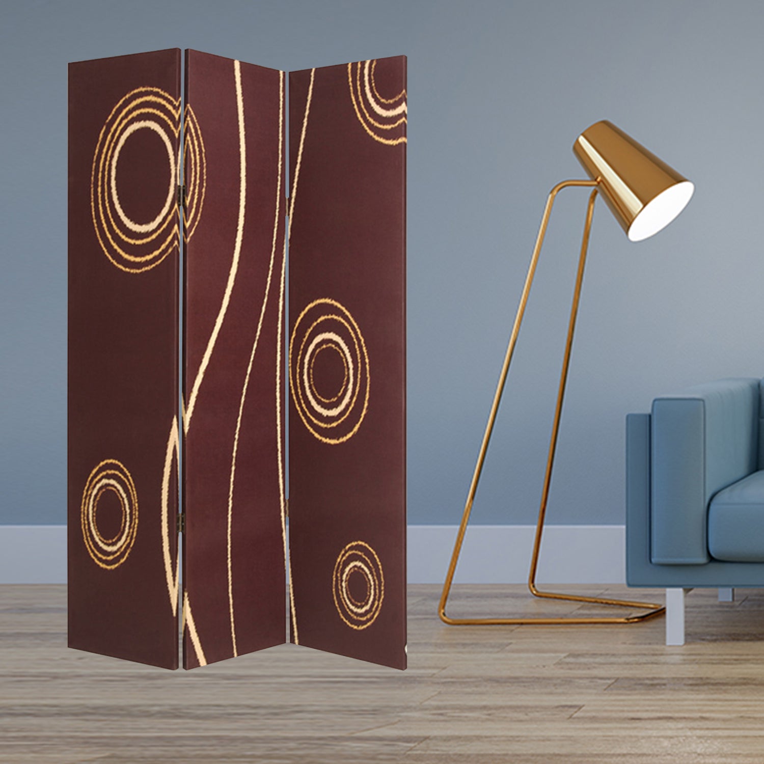 48" X 72" Multi Color Wood Canvas 3 Panel Screen-Room Dividers-DECOROLALA