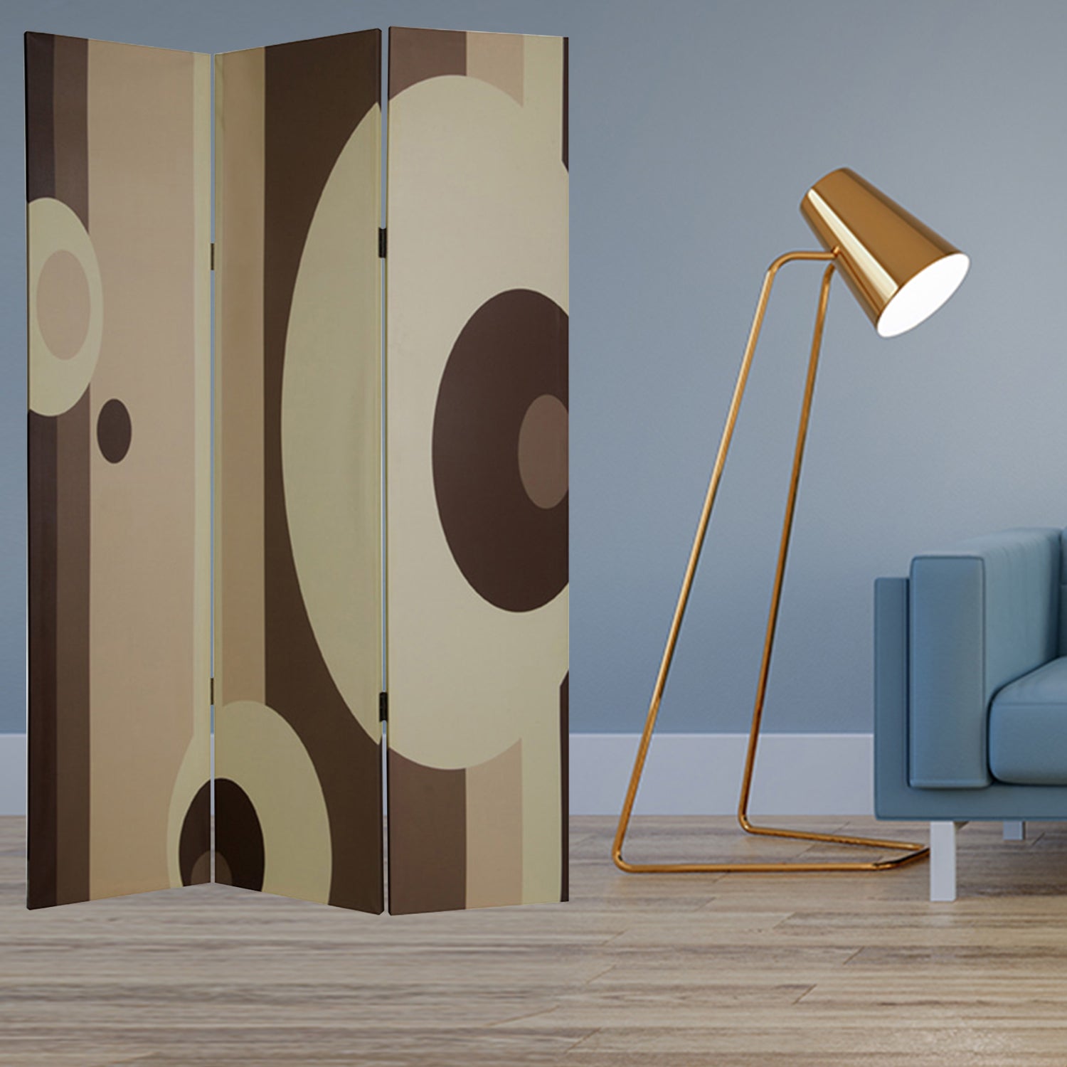 48" X 72" Multi Color Wood Canvas 3 Panel Screen-Room Dividers-DECOROLALA