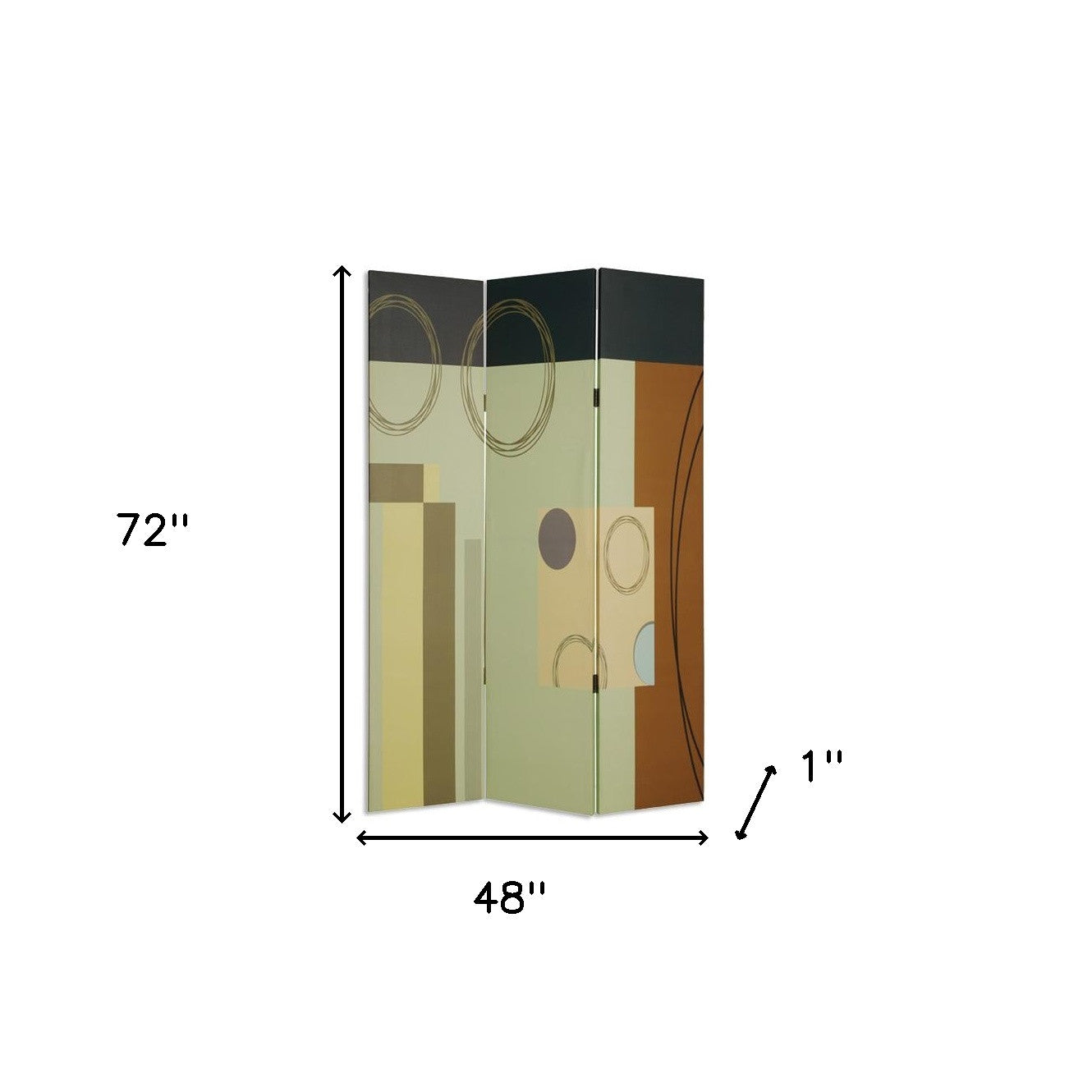 48" X 72" Multi Color Wood Canvas 3 Panel Screen-Room Dividers-DECOROLALA