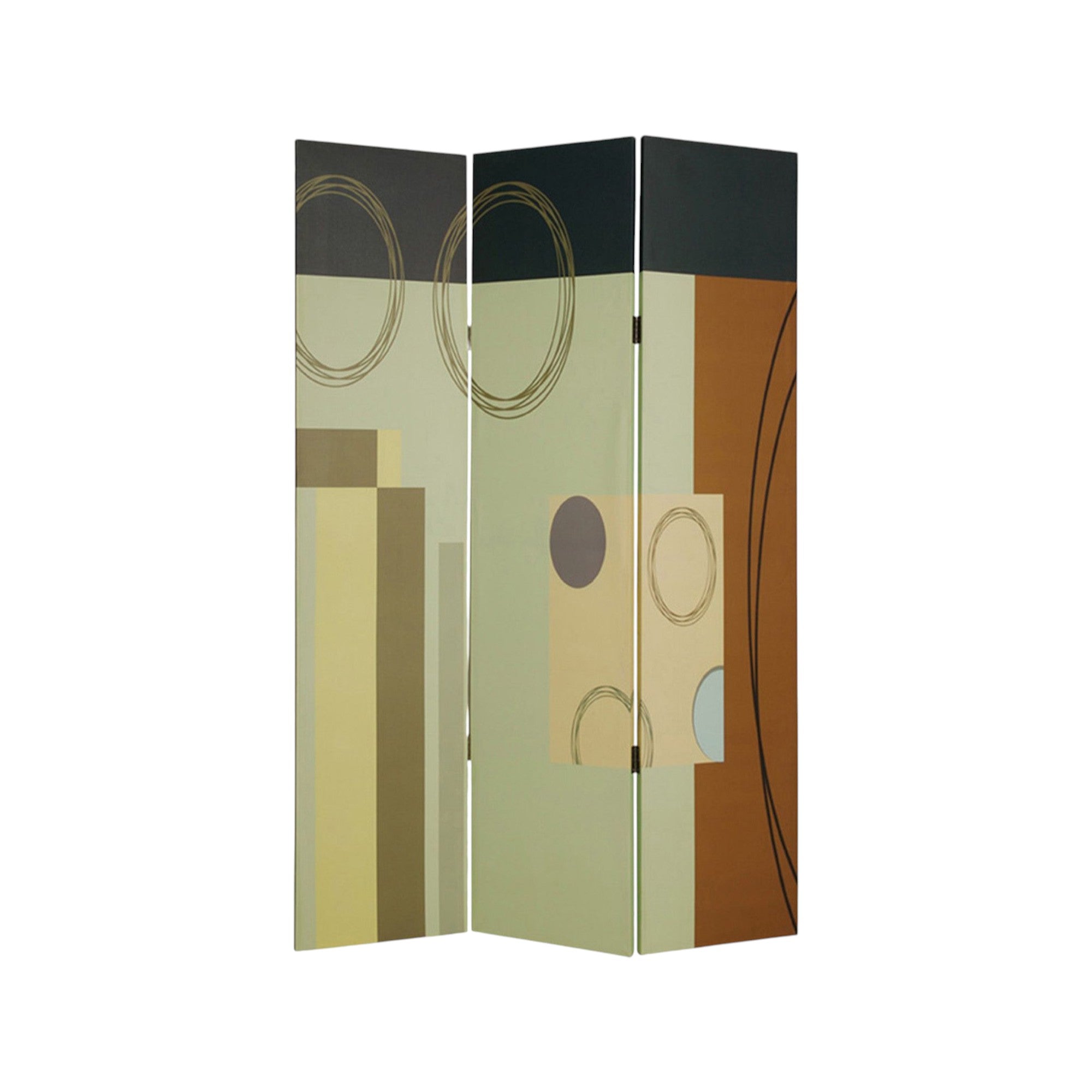 48" X 72" Multi Color Wood Canvas 3 Panel Screen-Room Dividers-DECOROLALA