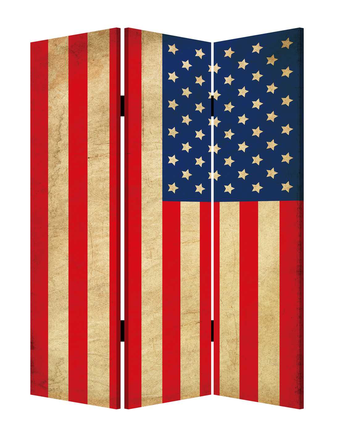 48 X 72 Multi Color Wood Canvas American Flag Screen-Room Dividers-DECOROLALA