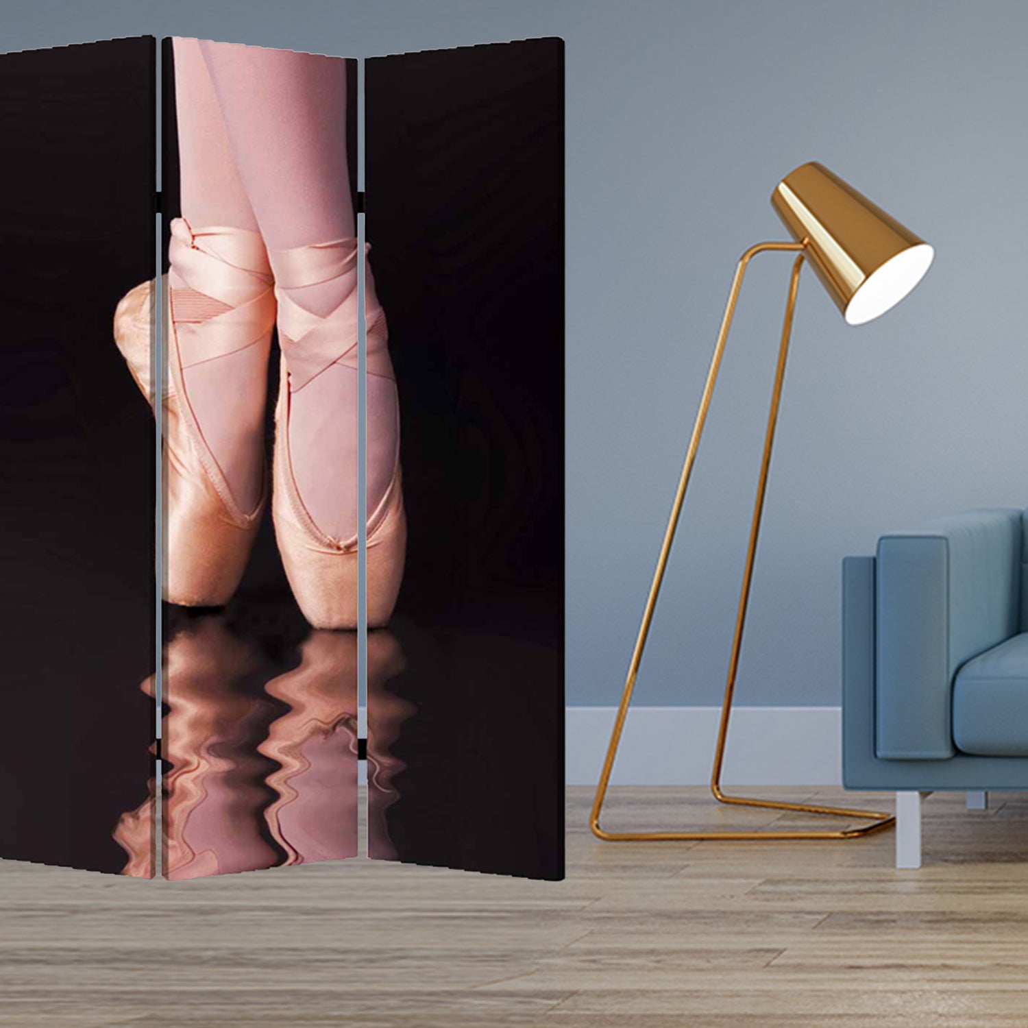 48" X 72" Multi Color Wood Canvas Ballet Screen-Room Dividers-DECOROLALA