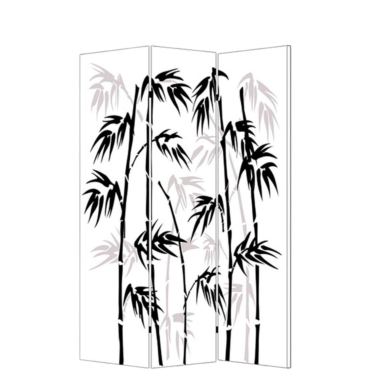48 X 72 Multi Color Wood Canvas Bamboo Leaf Screen-Room Dividers-DECOROLALA