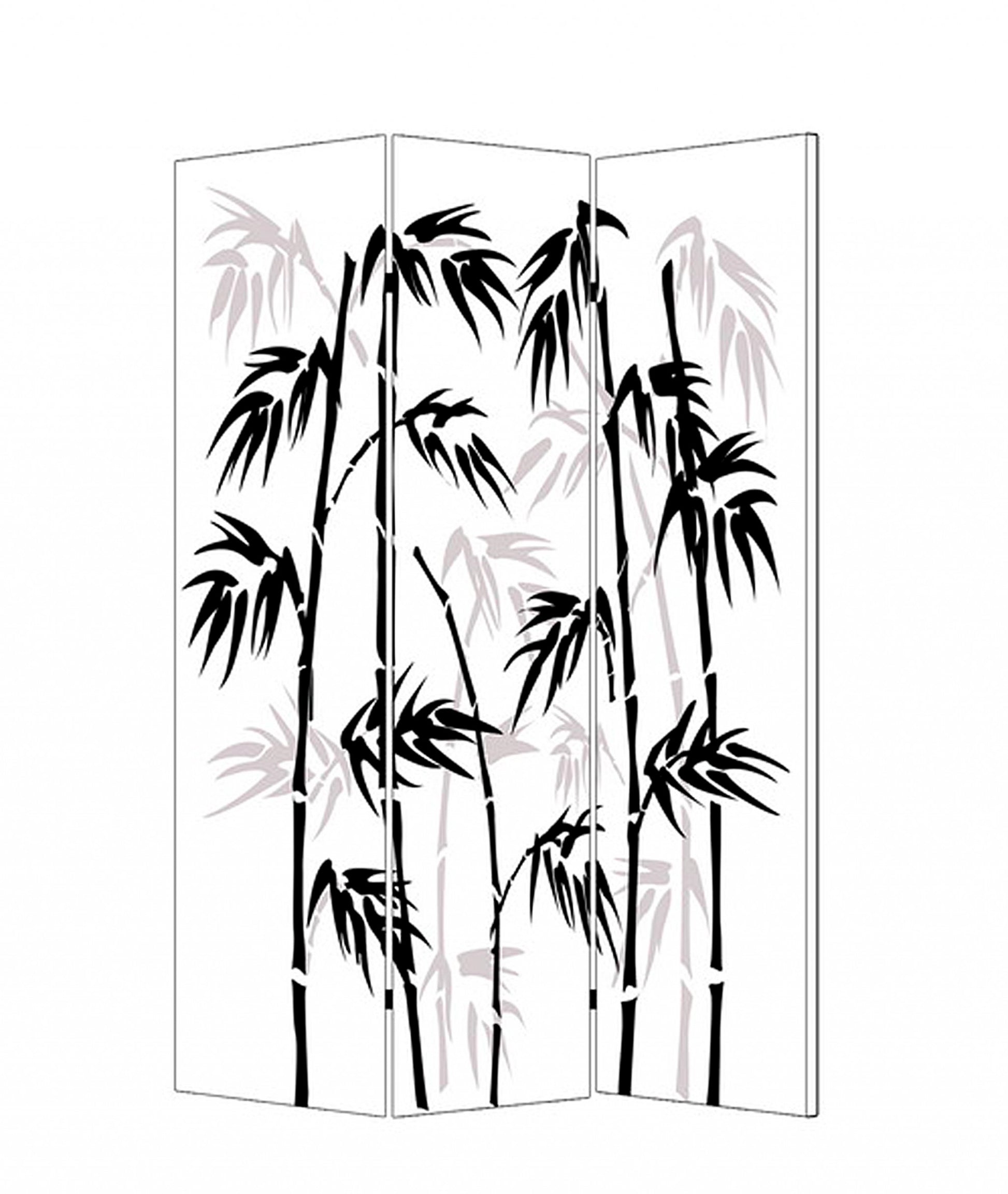 48 X 72 Multi Color Wood Canvas Bamboo Leaf Screen-Room Dividers-DECOROLALA