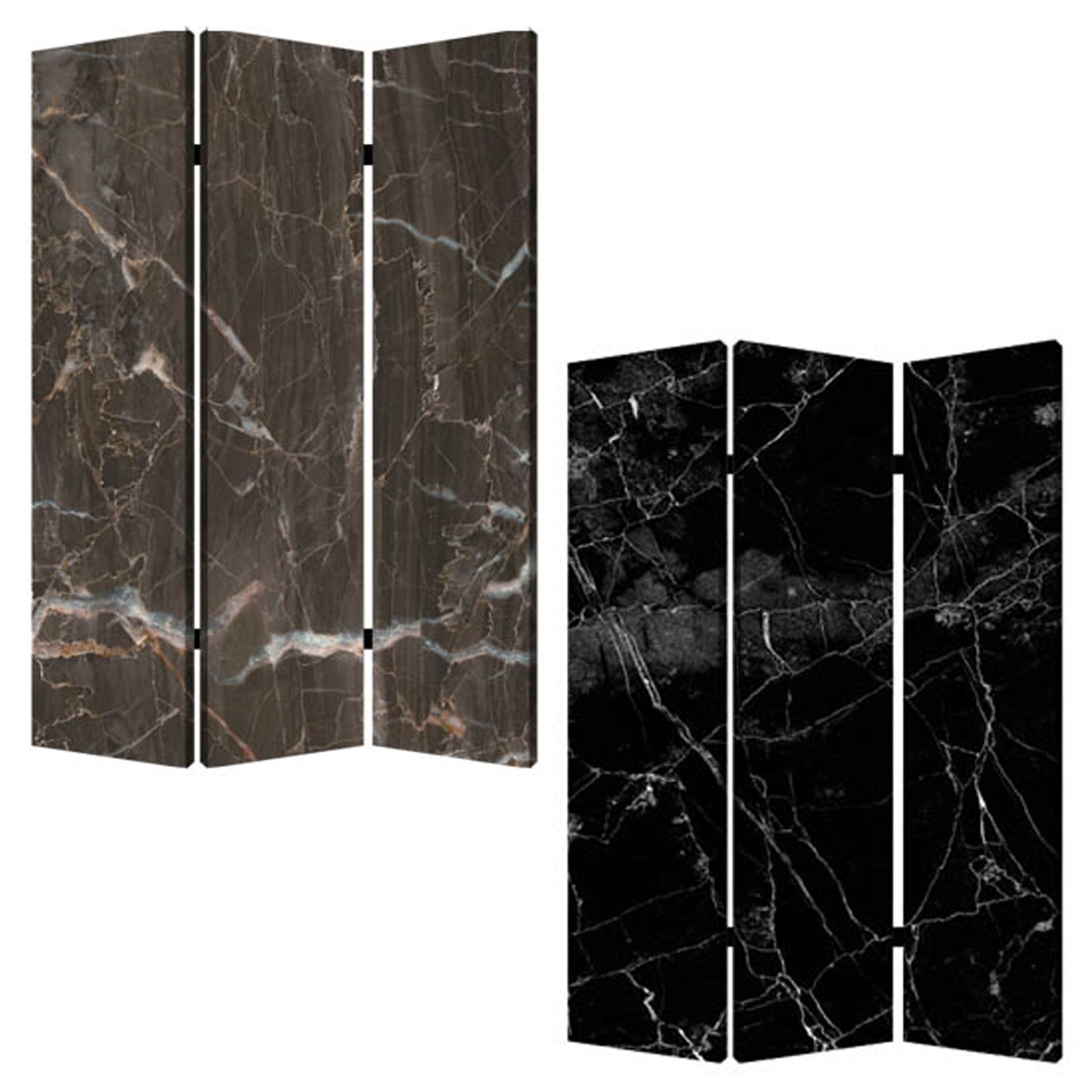 48" X 72" Multi Color Wood Canvas Black Marble Screen-Room Dividers-DECOROLALA