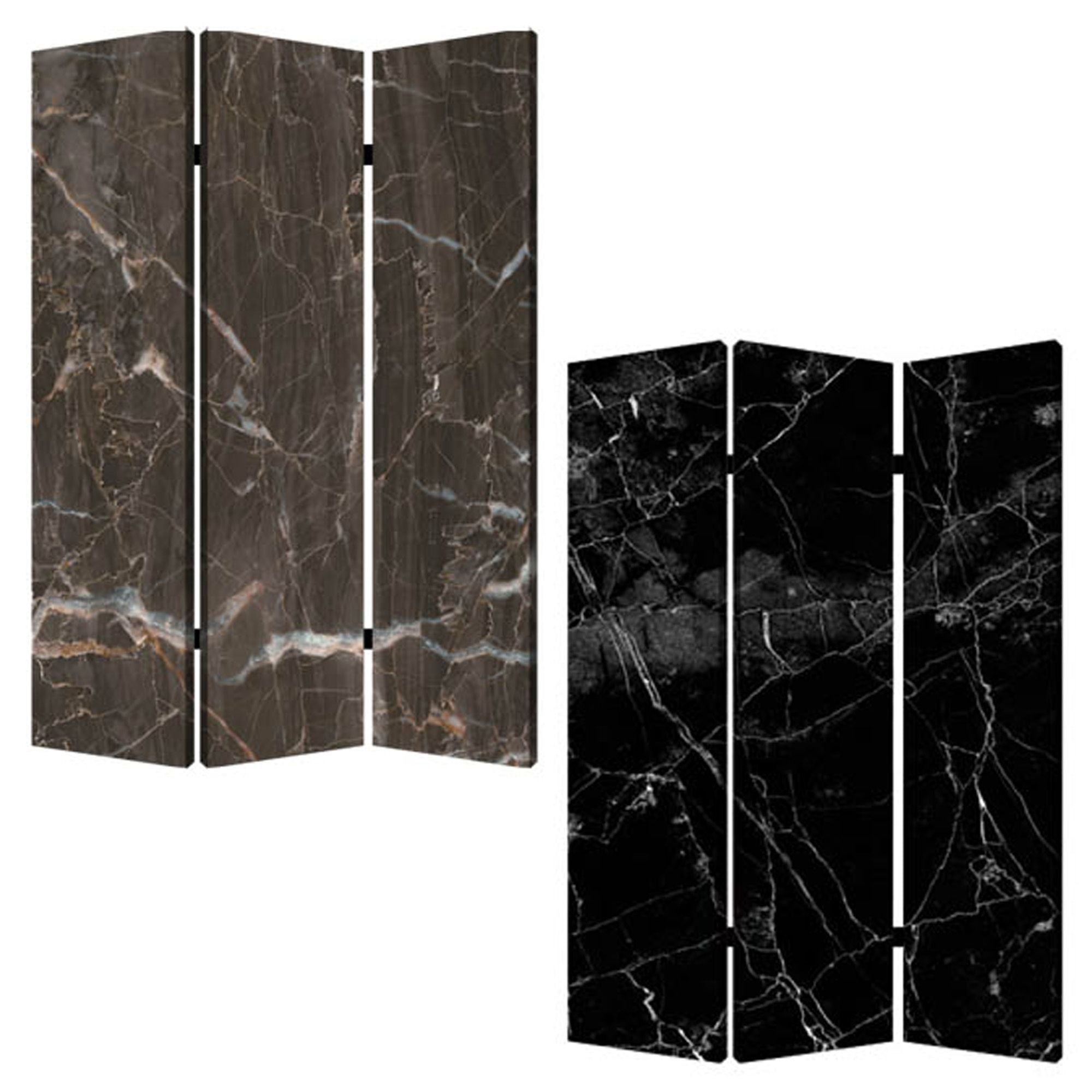 48" X 72" Multi Color Wood Canvas Black Marble Screen-Room Dividers-DECOROLALA