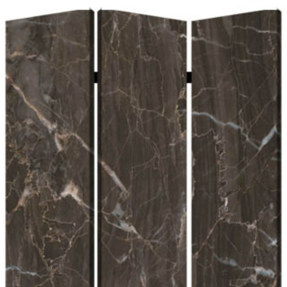 48" X 72" Multi Color Wood Canvas Black Marble Screen-Room Dividers-DECOROLALA