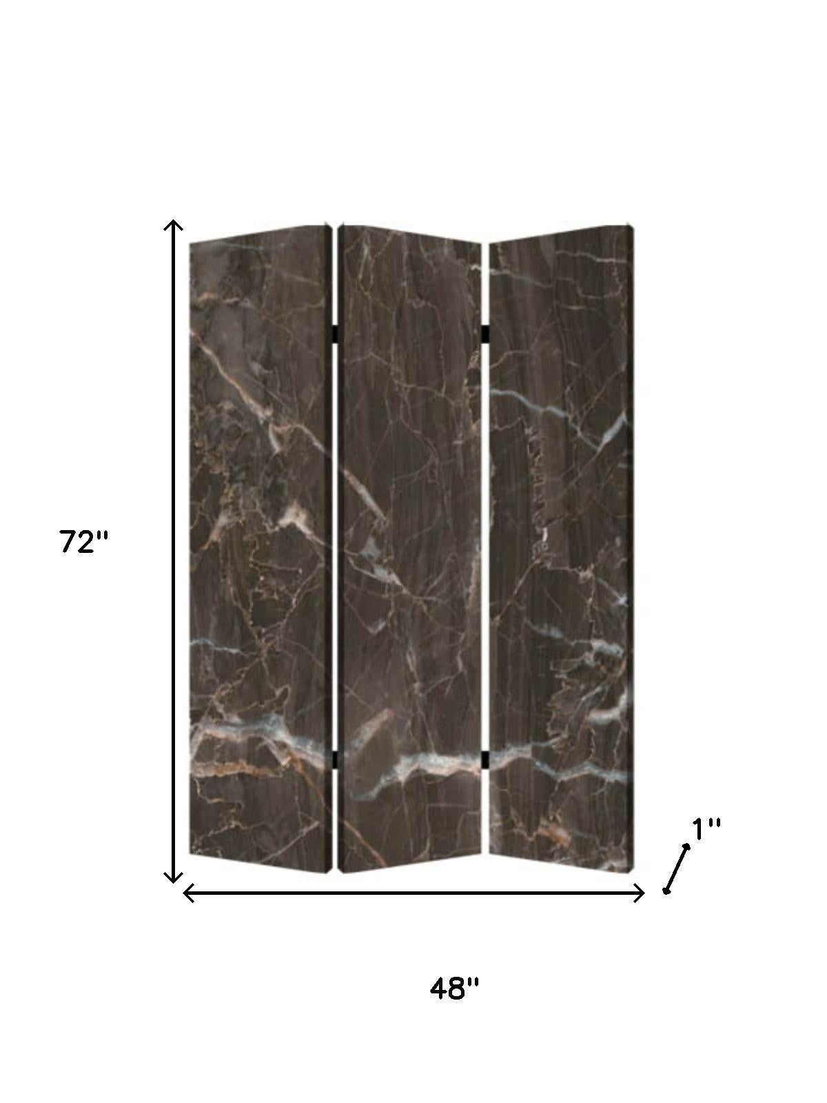 48" X 72" Multi Color Wood Canvas Black Marble Screen-Room Dividers-DECOROLALA