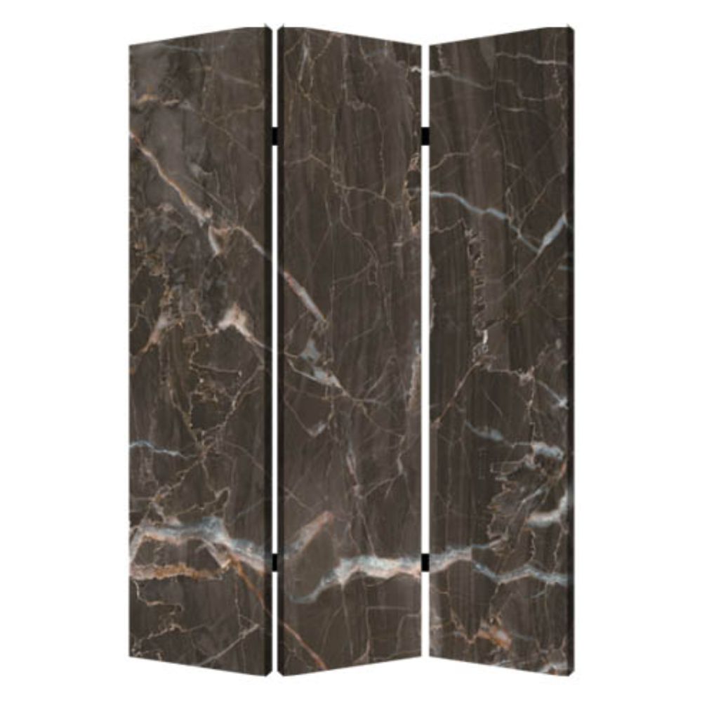 48" X 72" Multi Color Wood Canvas Black Marble Screen-Room Dividers-DECOROLALA