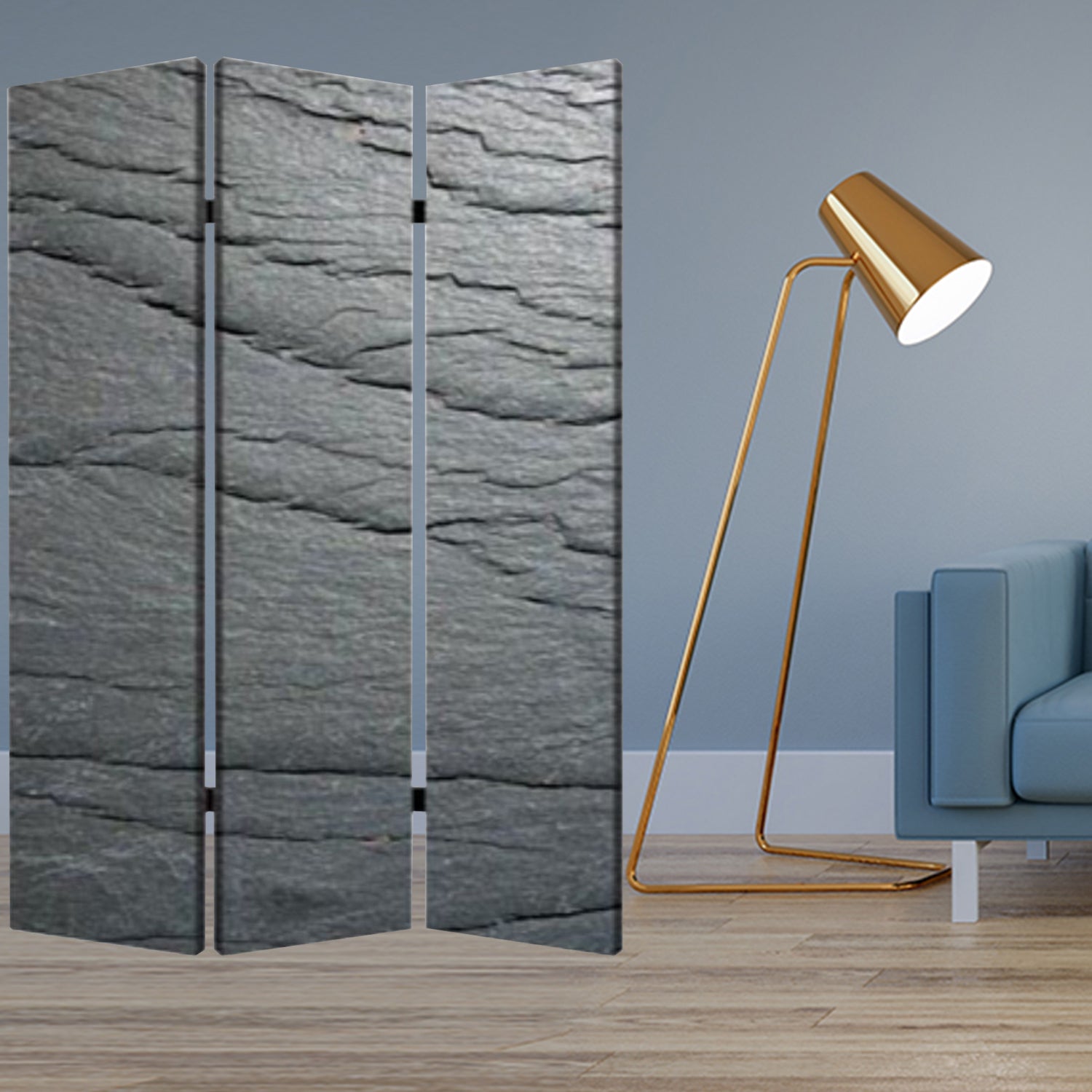 48" X 72" Multi Color Wood Canvas Black Slate Screen-Room Dividers-DECOROLALA