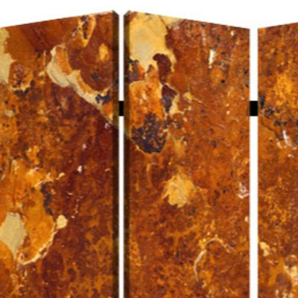 48" X 72" Multi Color Wood Canvas Brown Marble Screen-Room Dividers-DECOROLALA