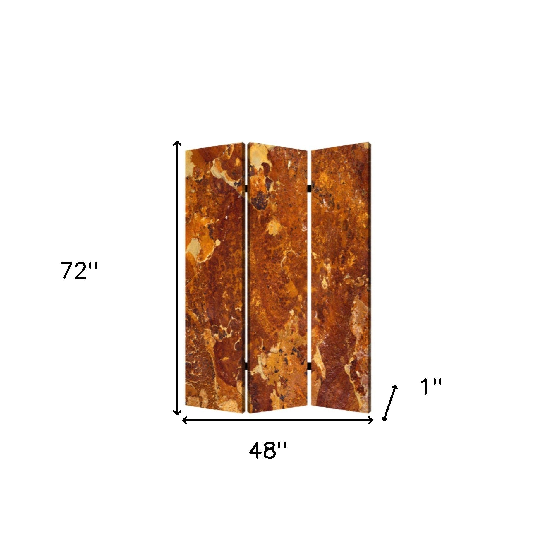 48" X 72" Multi Color Wood Canvas Brown Marble Screen-Room Dividers-DECOROLALA