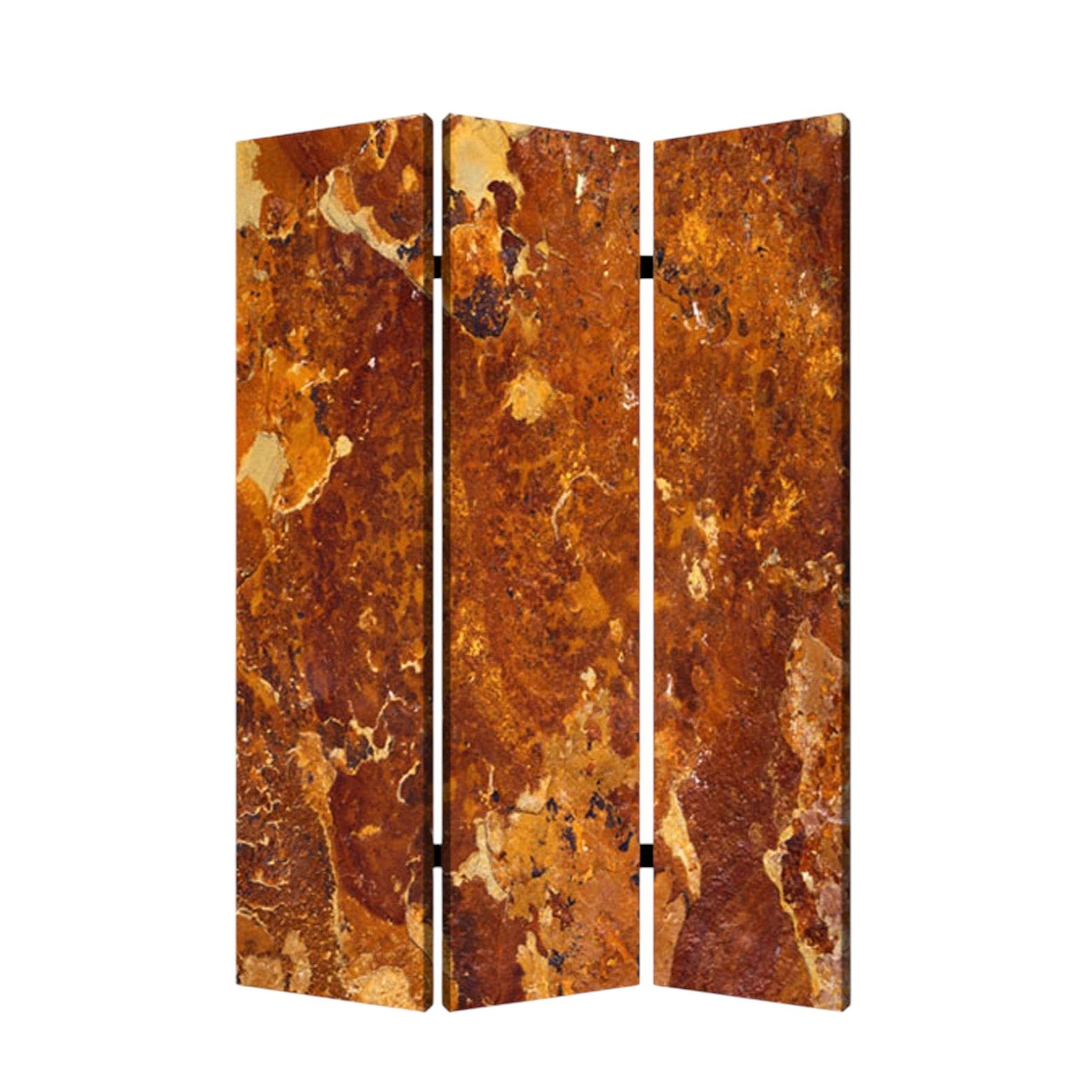 48" X 72" Multi Color Wood Canvas Brown Marble Screen-Room Dividers-DECOROLALA