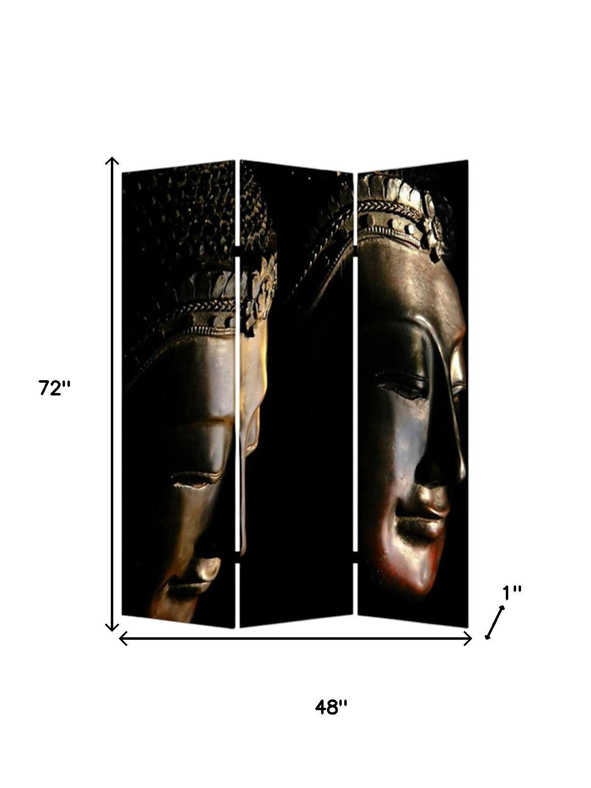 48" X 72" Multi Color Wood Canvas Budda Screen-Room Dividers-DECOROLALA