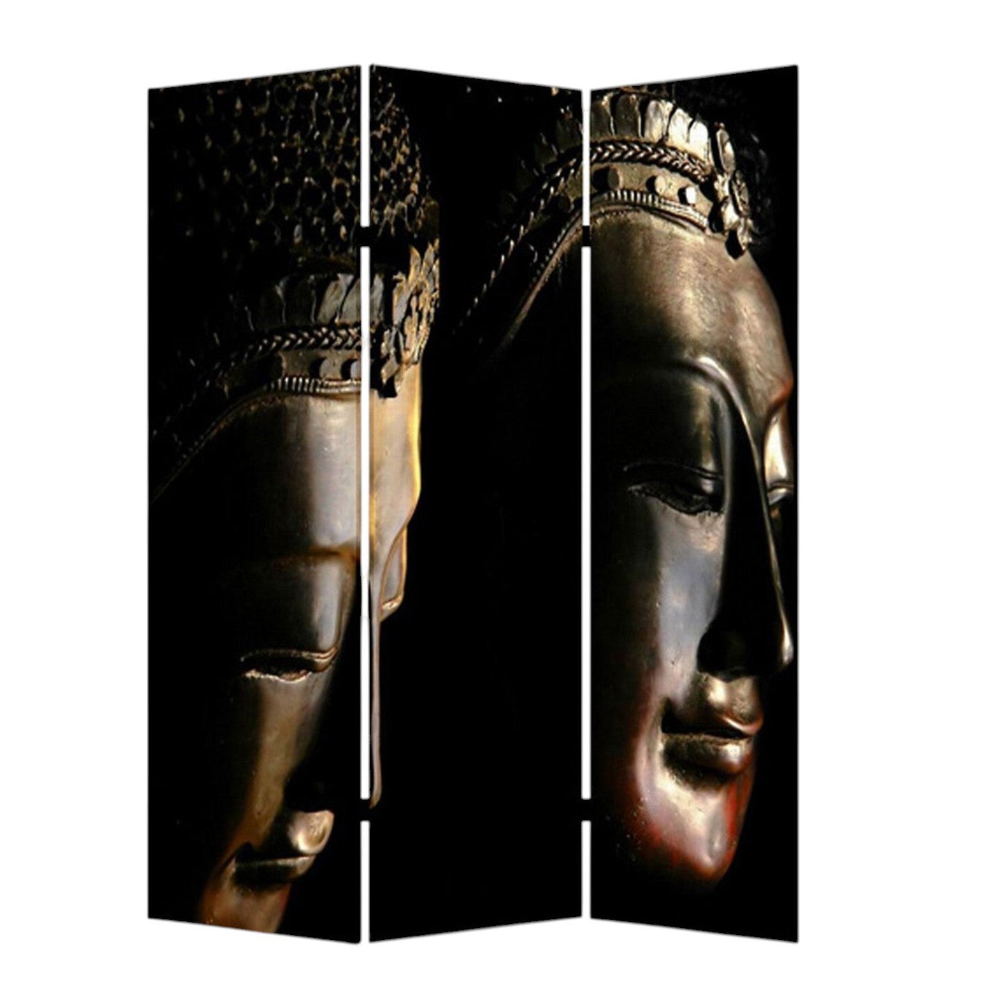 48" X 72" Multi Color Wood Canvas Budda Screen-Room Dividers-DECOROLALA