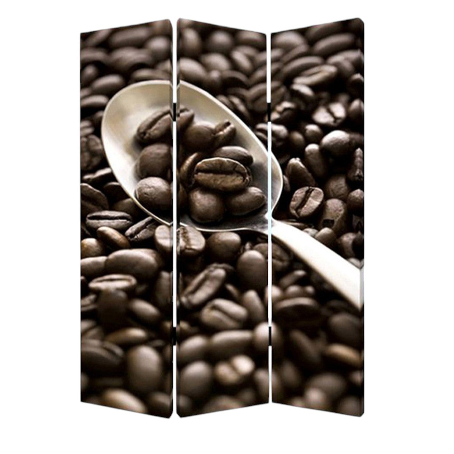 48" X 72" Multi Color Wood Canvas Coffee Time Screen-Room Dividers-DECOROLALA