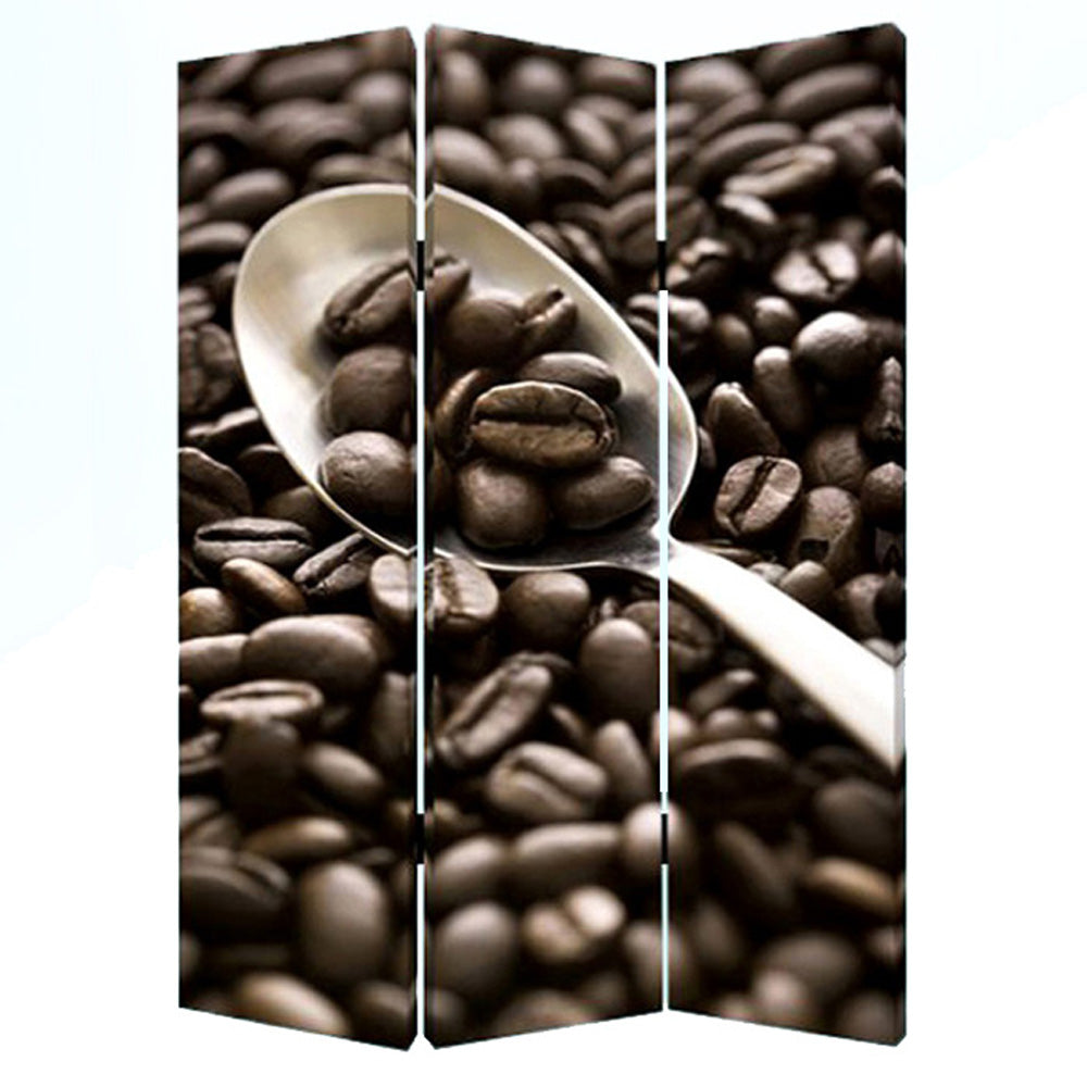 48" X 72" Multi Color Wood Canvas Coffee Time Screen-Room Dividers-DECOROLALA